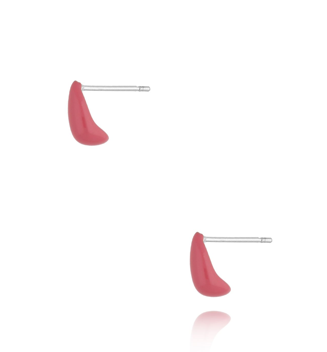 Kolczyki krople małe z różową emalią Tears KSA1638