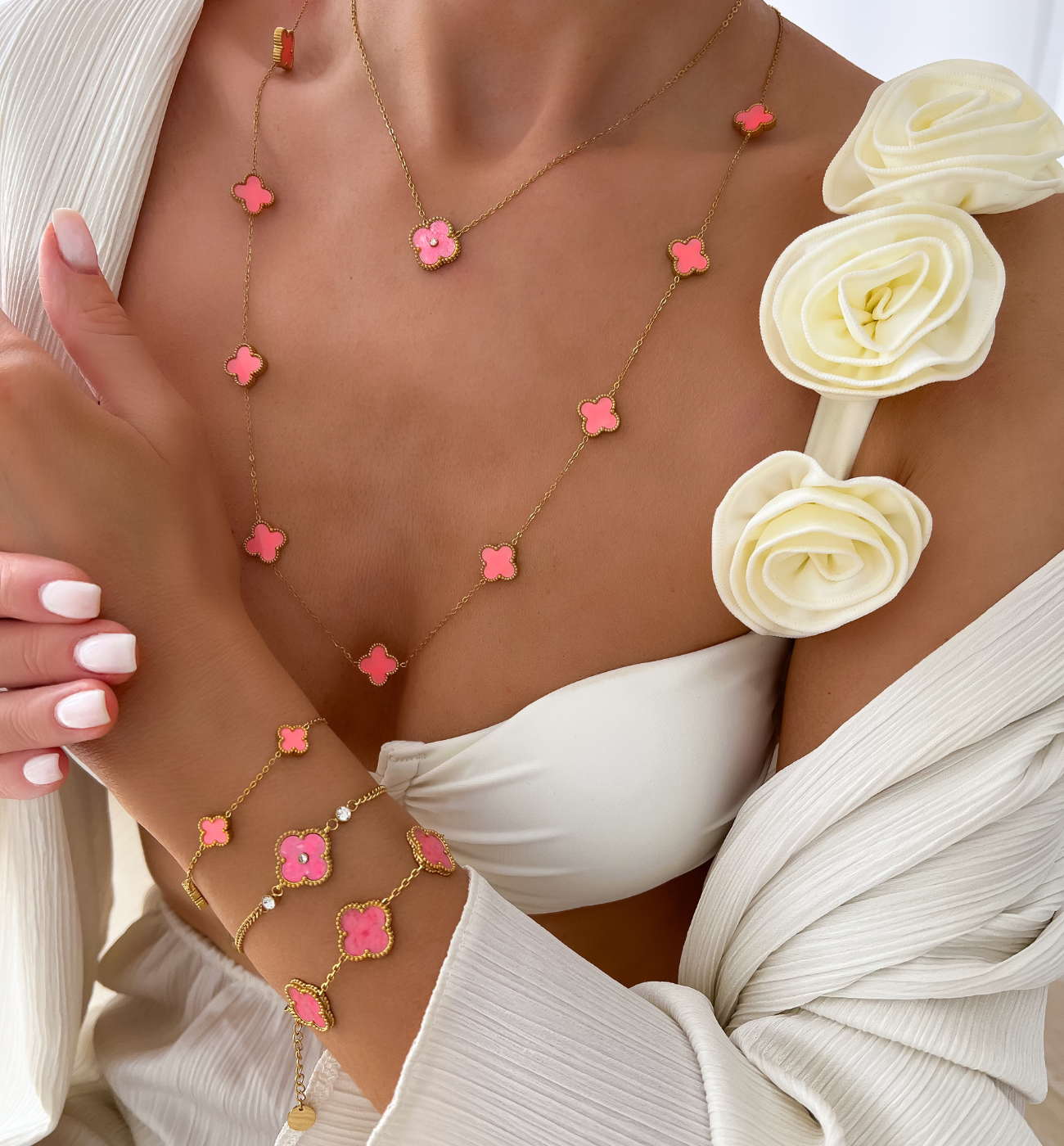 Naszyjnik długi z koniczynkami NSY0246