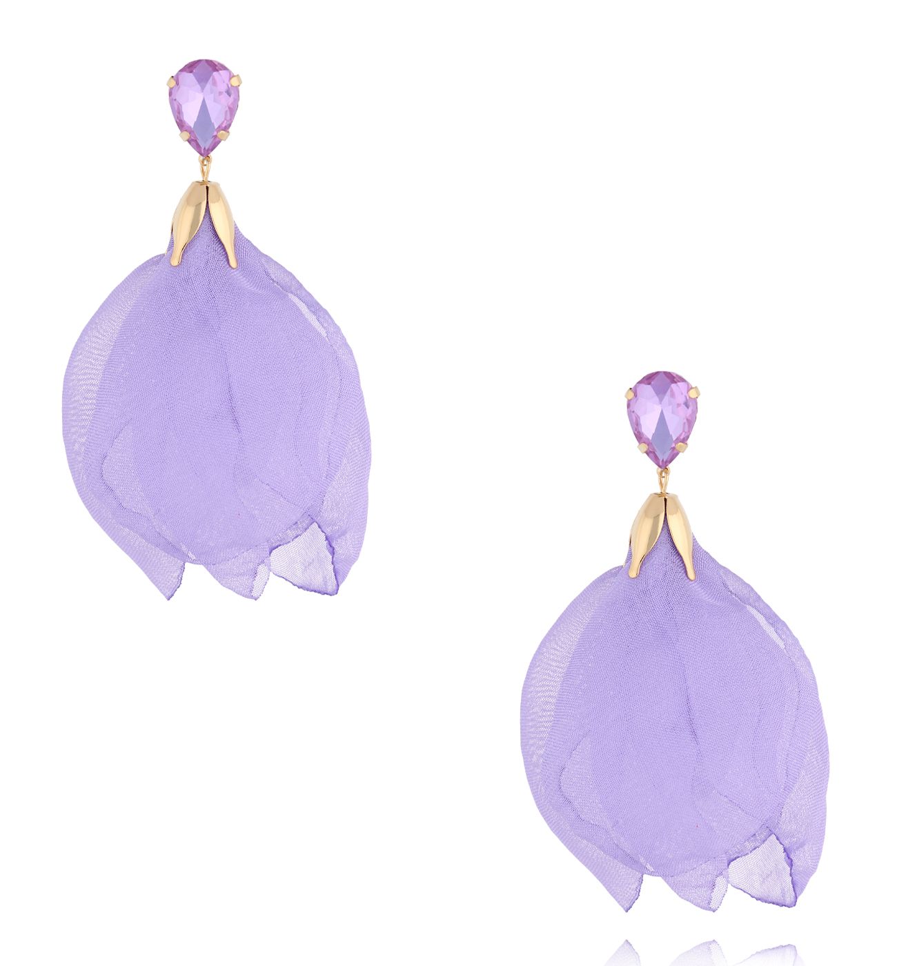 Kolczyki z liliową tkaniną - By Dziubeka