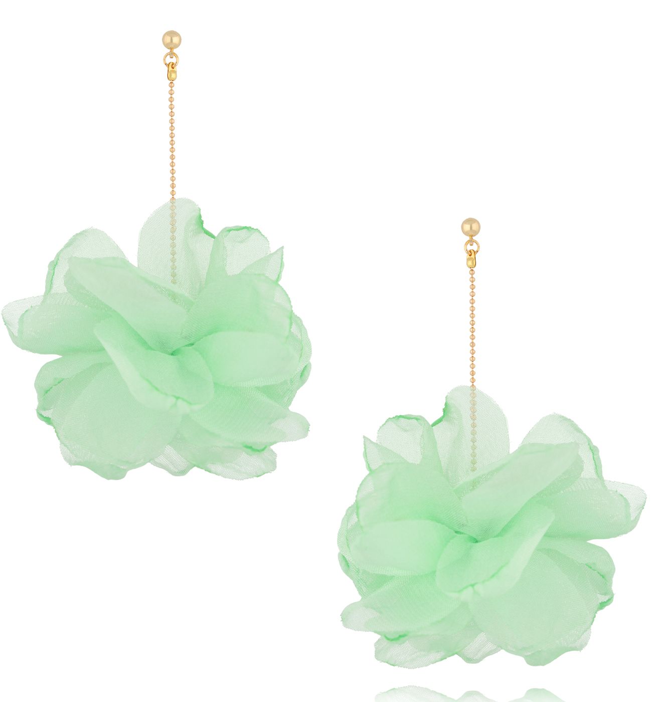 Kolczyki z pistacjową tkaniną - By Dziubeka