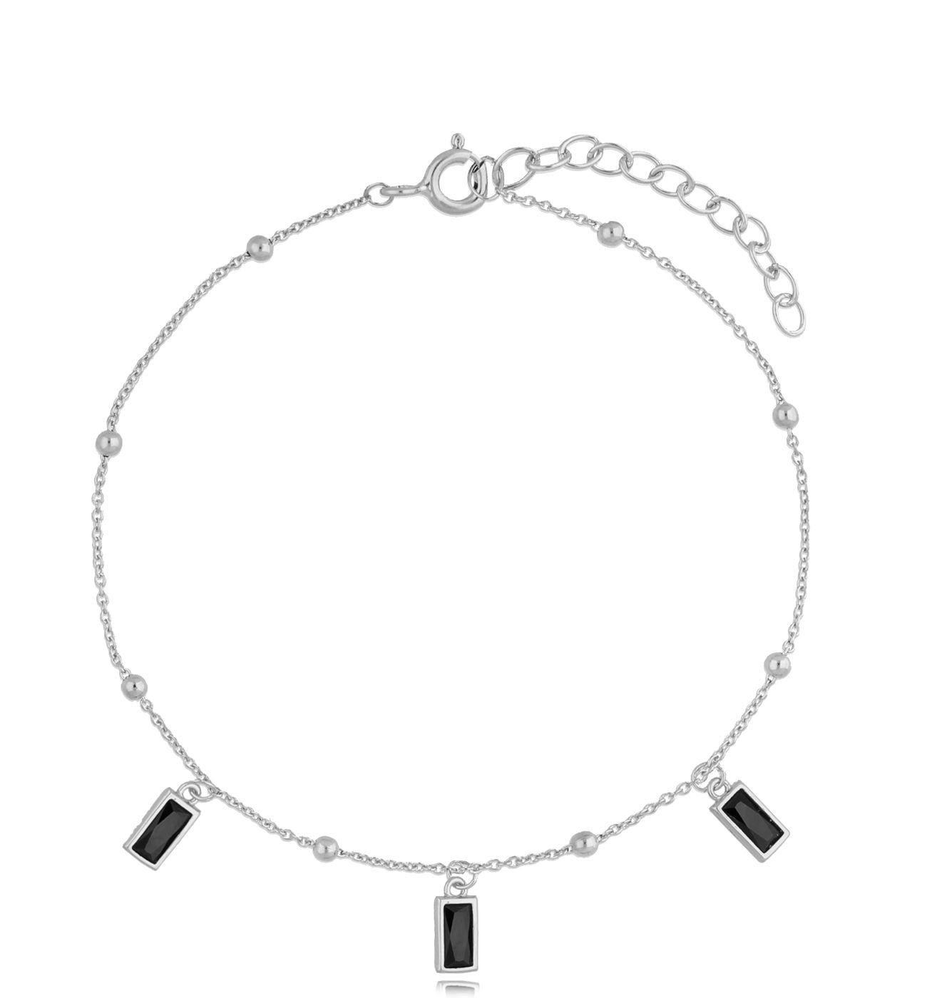 Bransoletka srebrna z czarnymi kryształkami Chicca - By Dziubeka