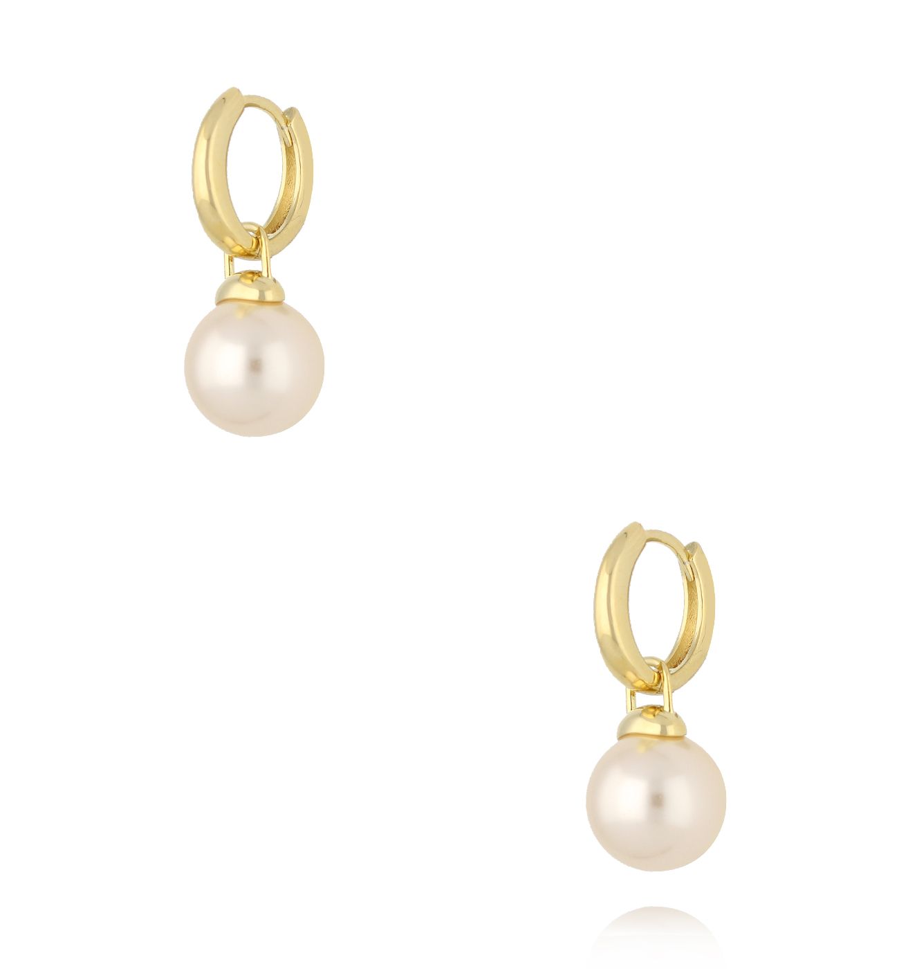Kolczyki koła złote z perłą KLU0090 - By Dziubeka