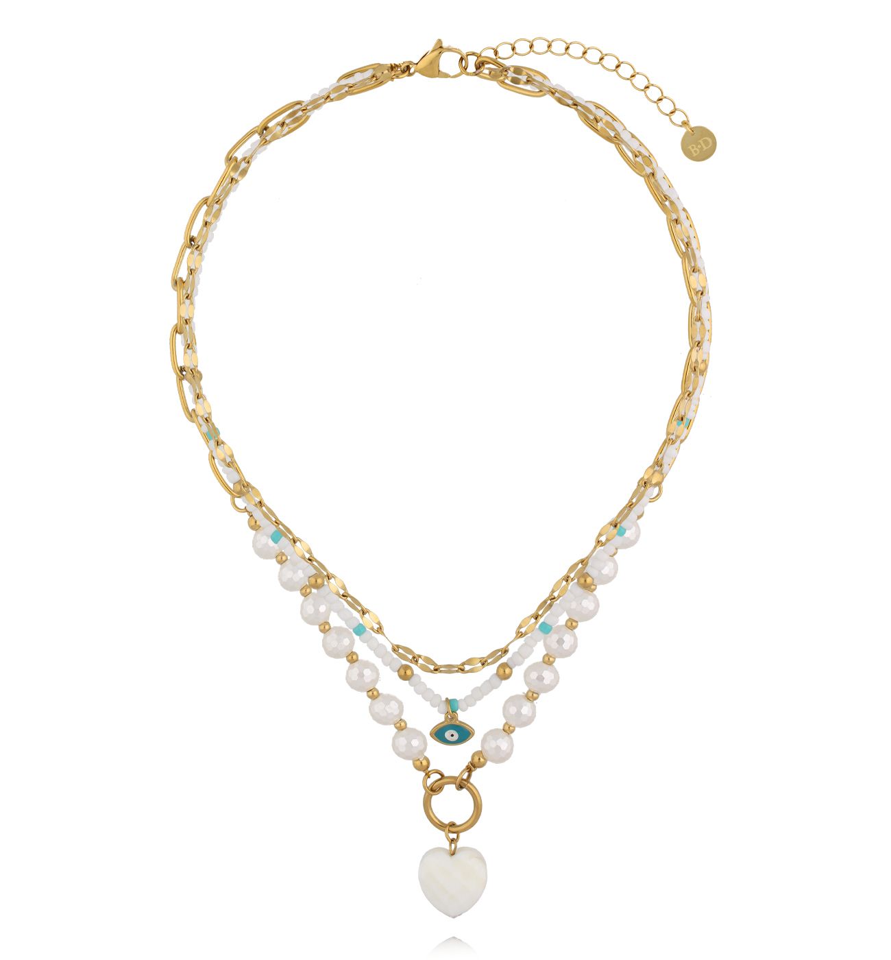 Naszyjnik warstwowy z motywem oka proroka - By Dziubeka