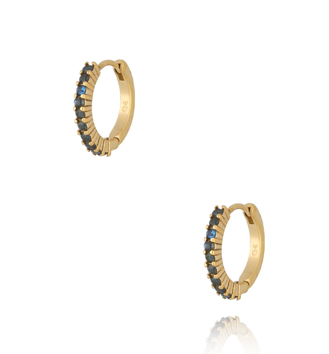 Kolczyki koła złote z niebieskimi cyrkoniami Brasília II KSA0980