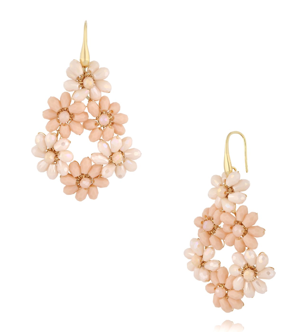 Kolczyki z beżowymi kryształkami KWE0305 - By Dziubeka