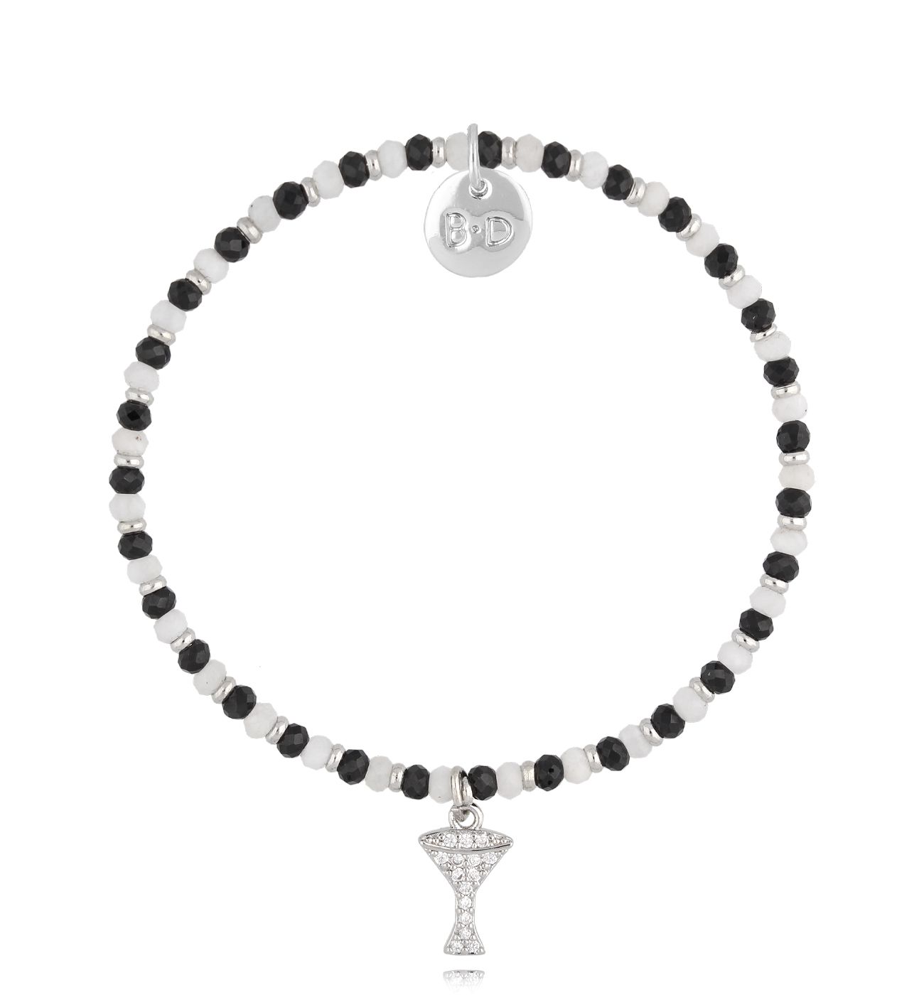 Bransoletka srebrna z agatami i kamieniami księżycowymi - By Dziubeka