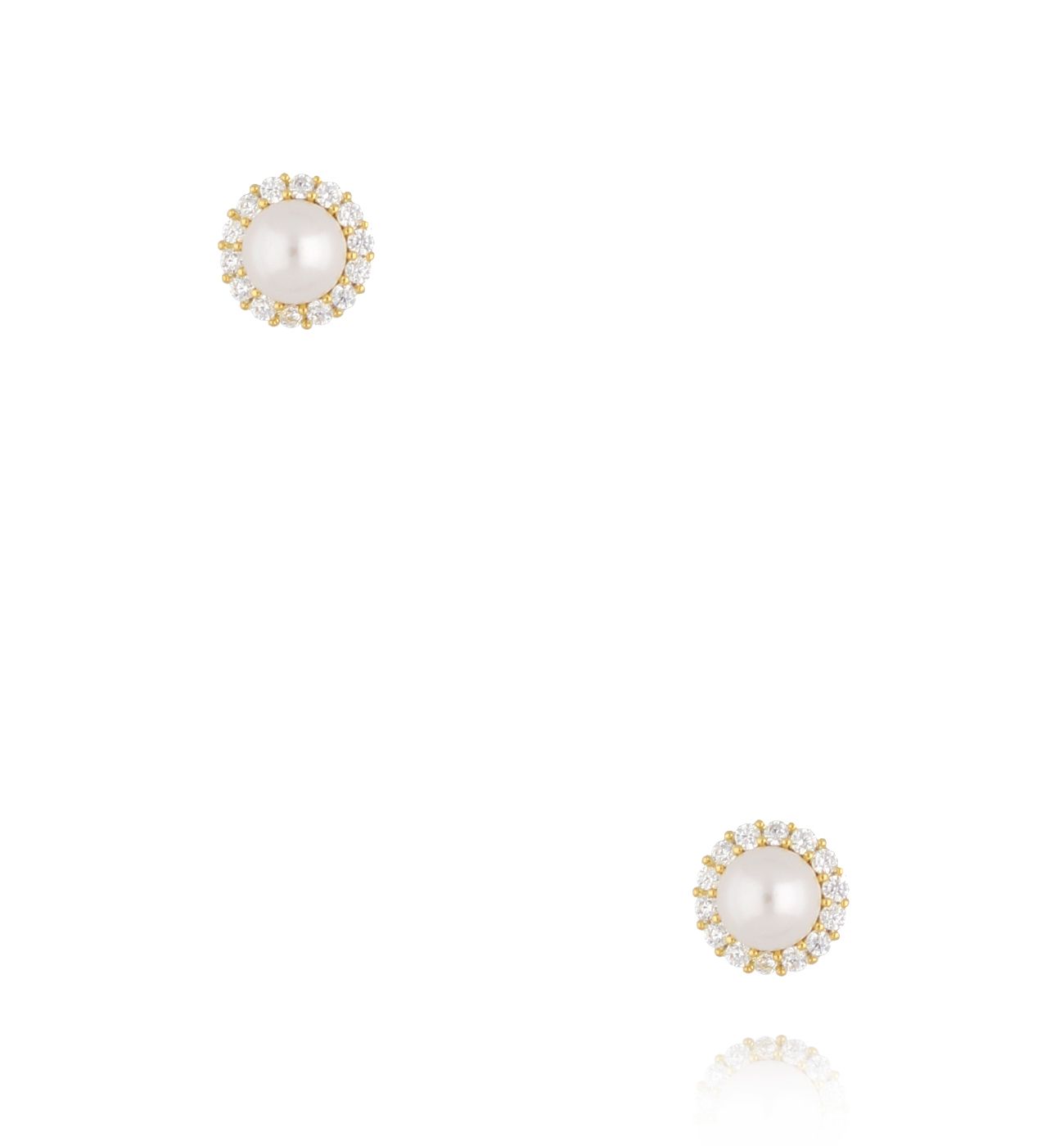 Kolczyki z perłami i cyrkoniami złote KLU0068 - By Dziubeka