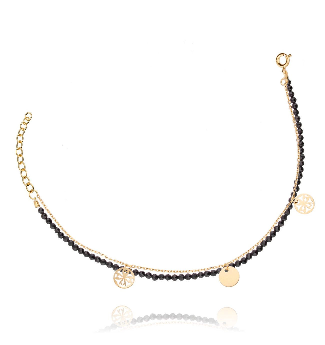 Bransoletka srebrna z kryształkami pozłacana - By Dziubeka