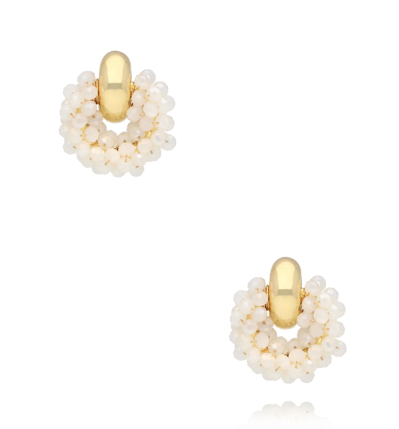 Kolczyki z kremowymi kryształkami KWE0170 - By Dziubeka