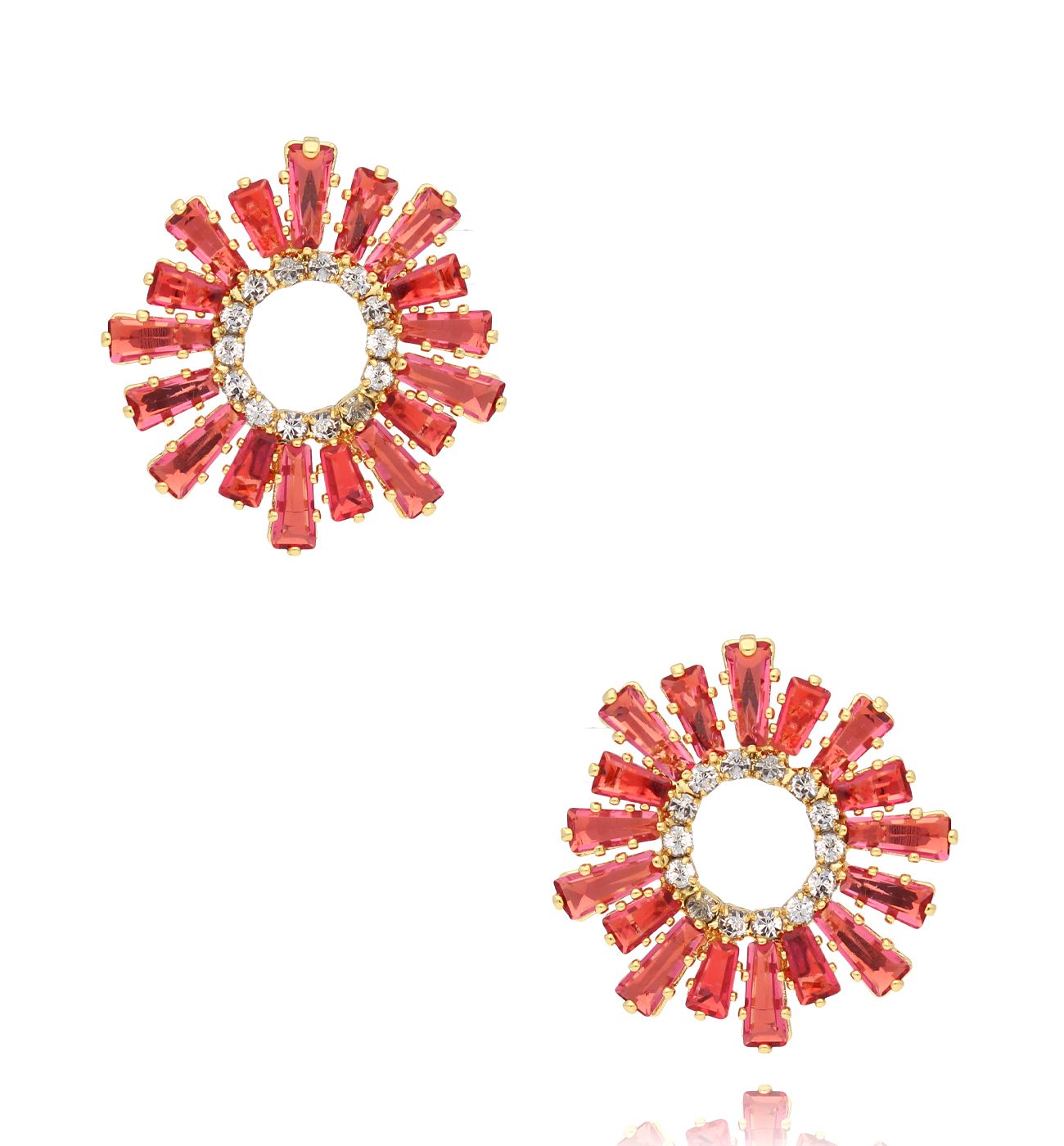 Kolczyki z malinowymi i transparentnymi kryształkami Samantha - By Dziubeka