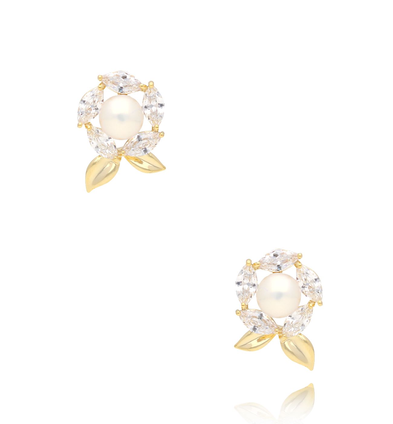 Kolczyki złote kwiatki z perłami Kawena KPE0130