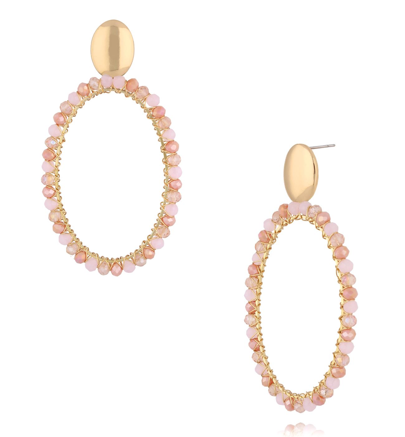 Kolczyki z różowymi kryształkami KWE0288 - By Dziubeka