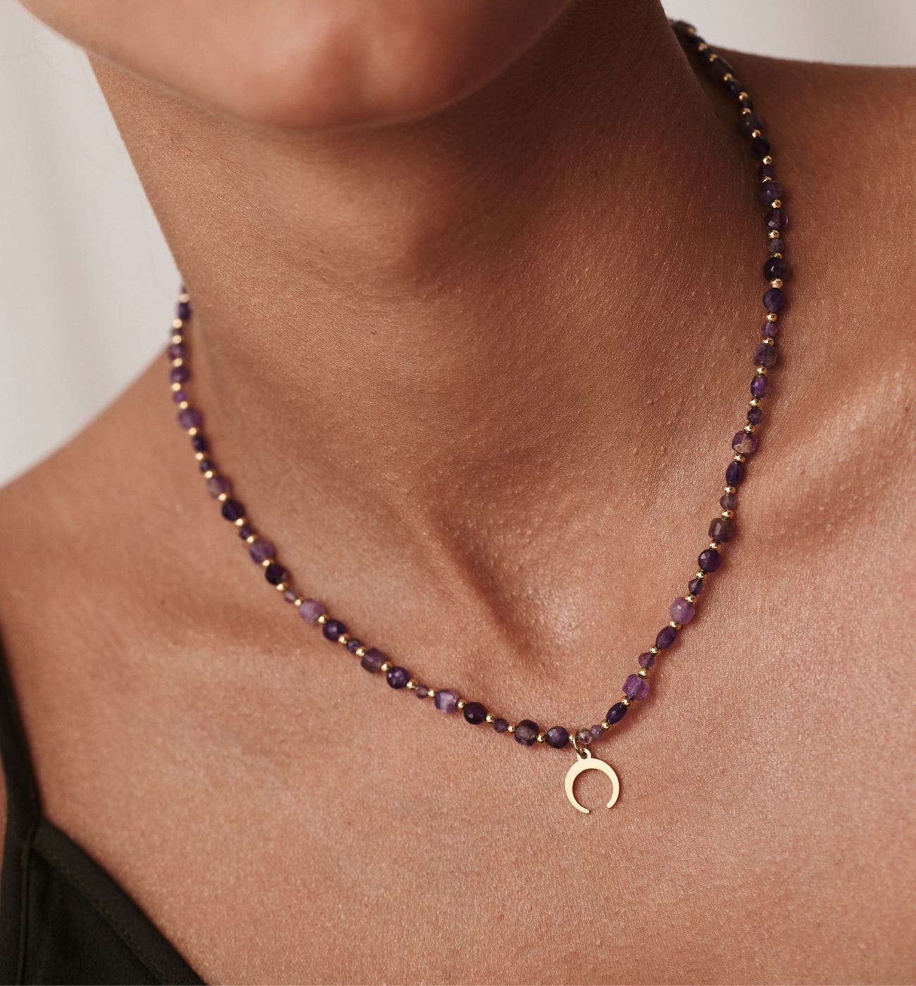 Naszyjnik z ametystami i księżycem Nador - By Dziubeka