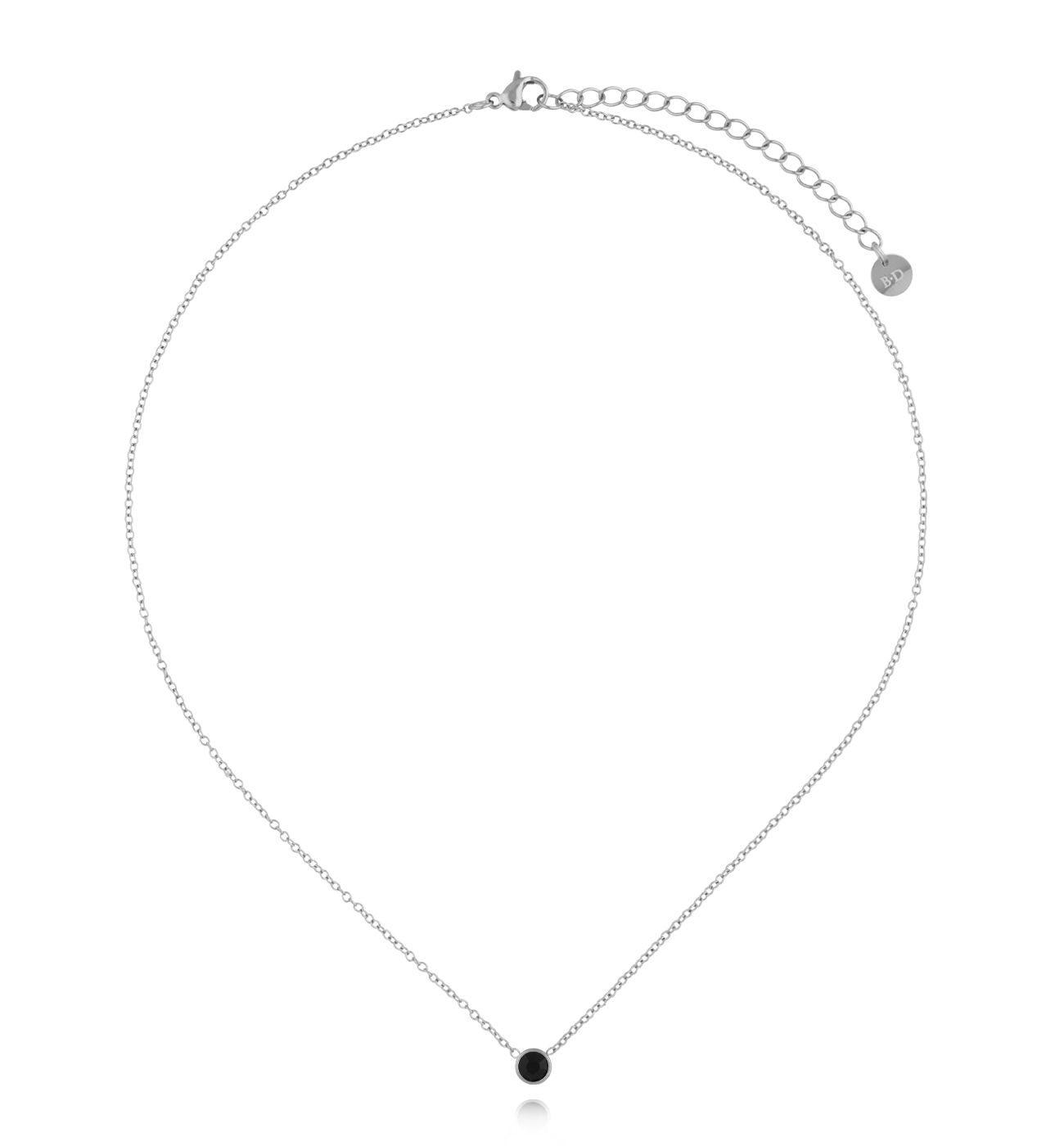 Naszyjnik z czarną cyrkonią srebrny - By Dziubeka