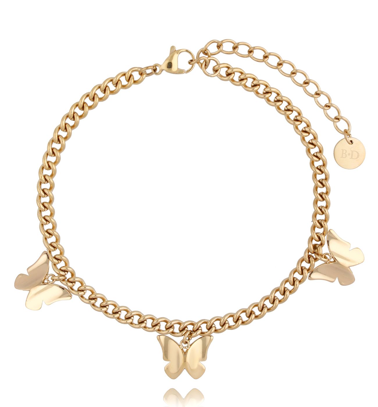 Bransoletka pozłacana na nogę ze stali szlachetnej BNSA0016