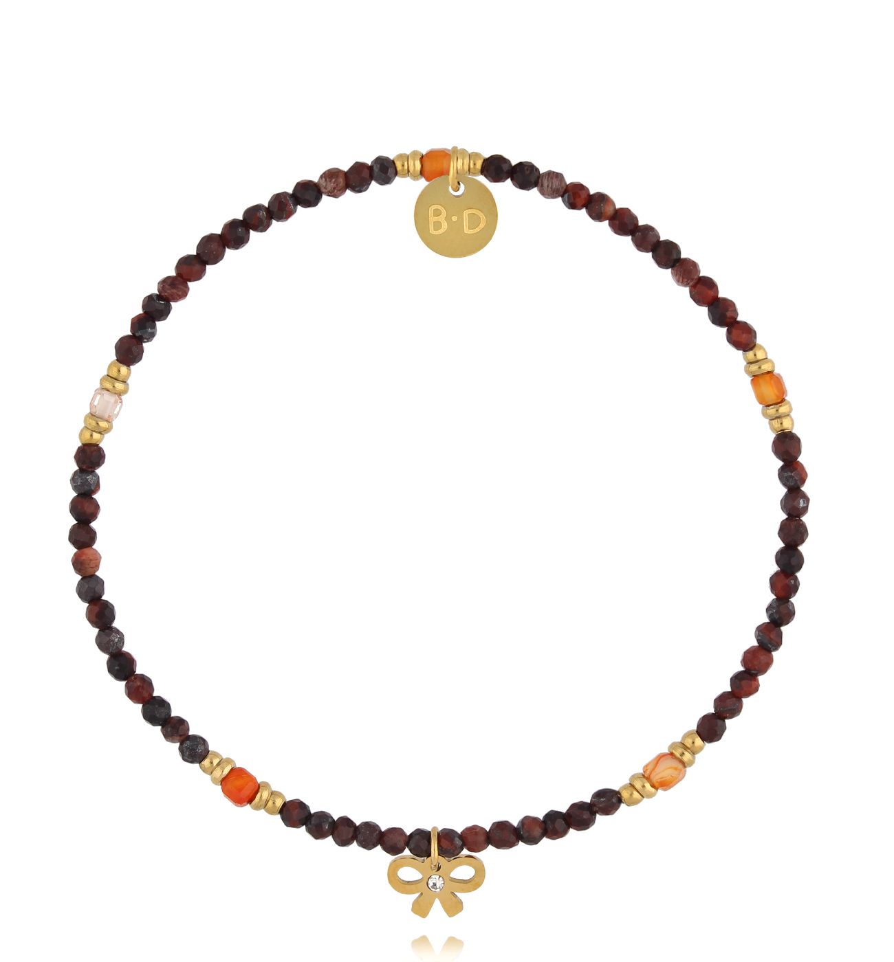 Bransoletka z karneolami i kokardką - By Dziubeka