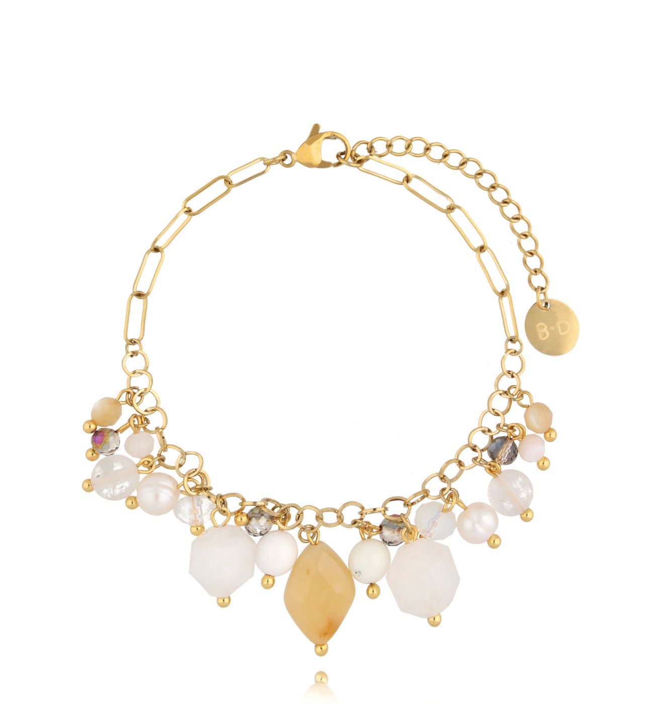 Bransoletka z kamieniami beżowa Island Elegance BPA0449