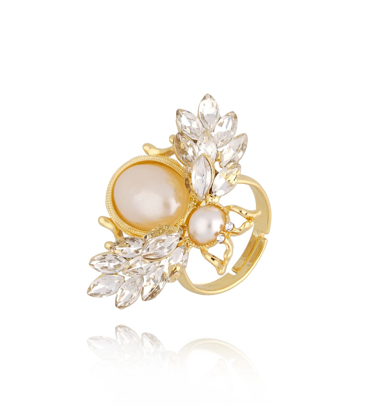 Pierścionek z perłowo kryształowy owadem Tempted PMI0112 - By Dziubeka