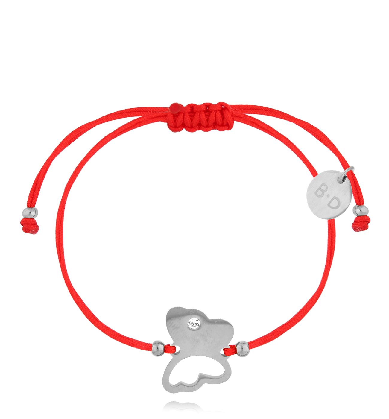 Bransoletka czerwona ze srebrnym motylkiem Butterfly BGL0855