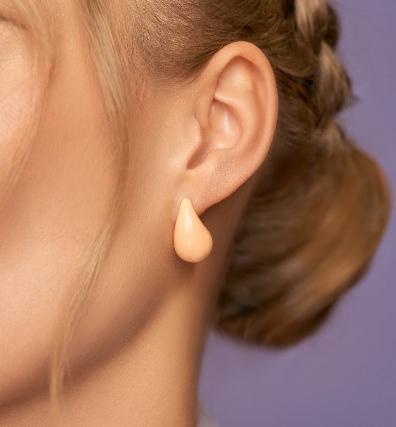 Kolczyki krople emaliowane brzoskwiniowe Kyile - By Dziubeka