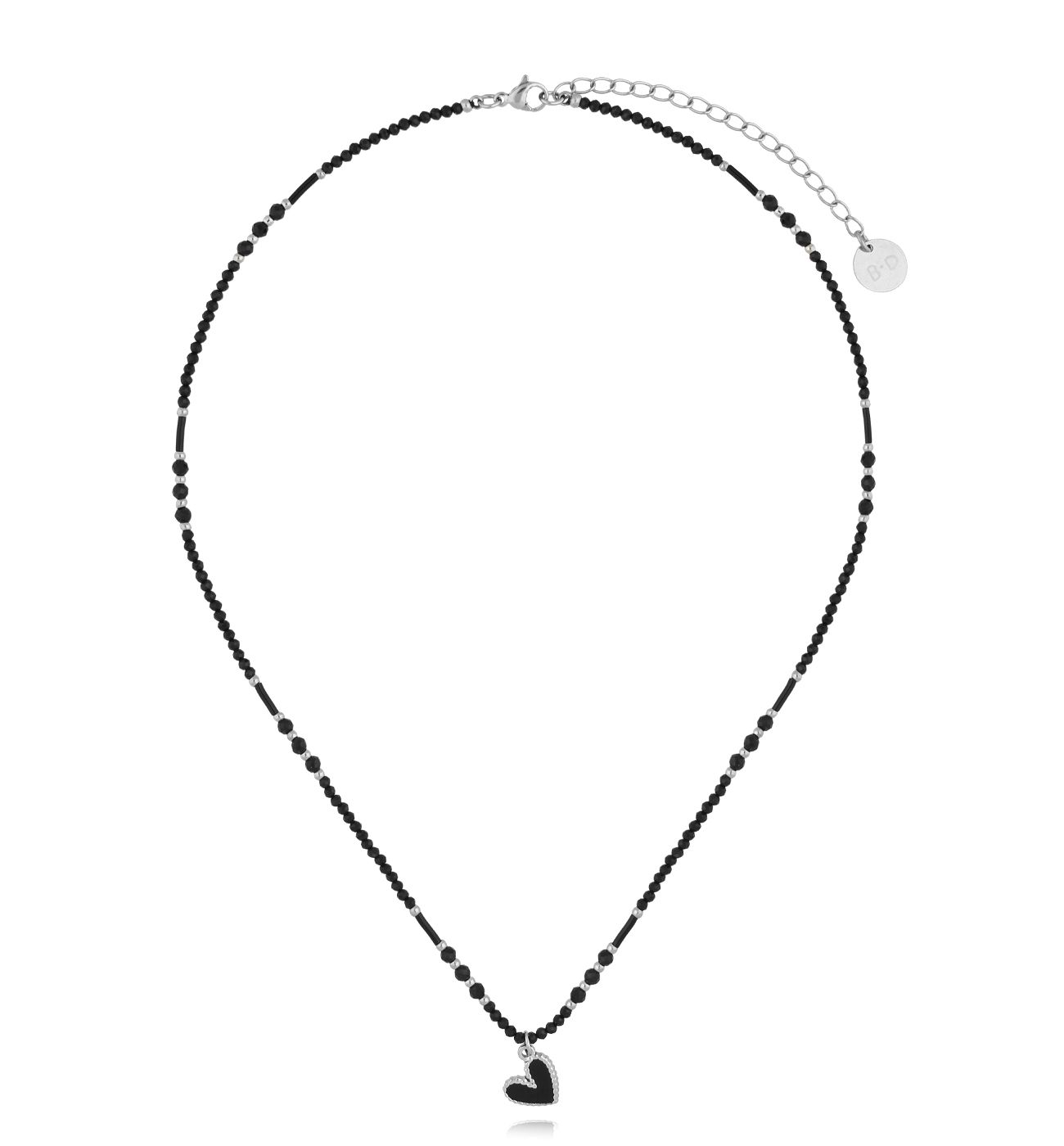 Naszyjnik z turmalinami sercem srebrny NTW1285