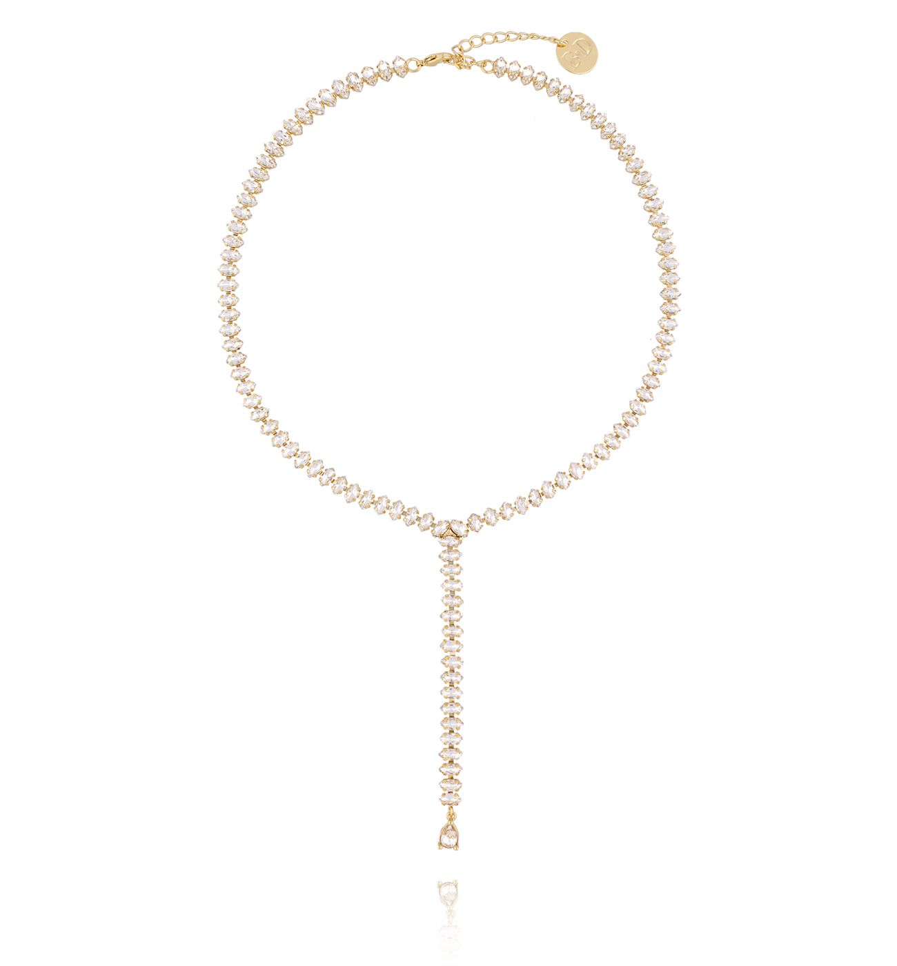 Naszyjnik złoty ze srebrnymi kryształami - By Dziubeka