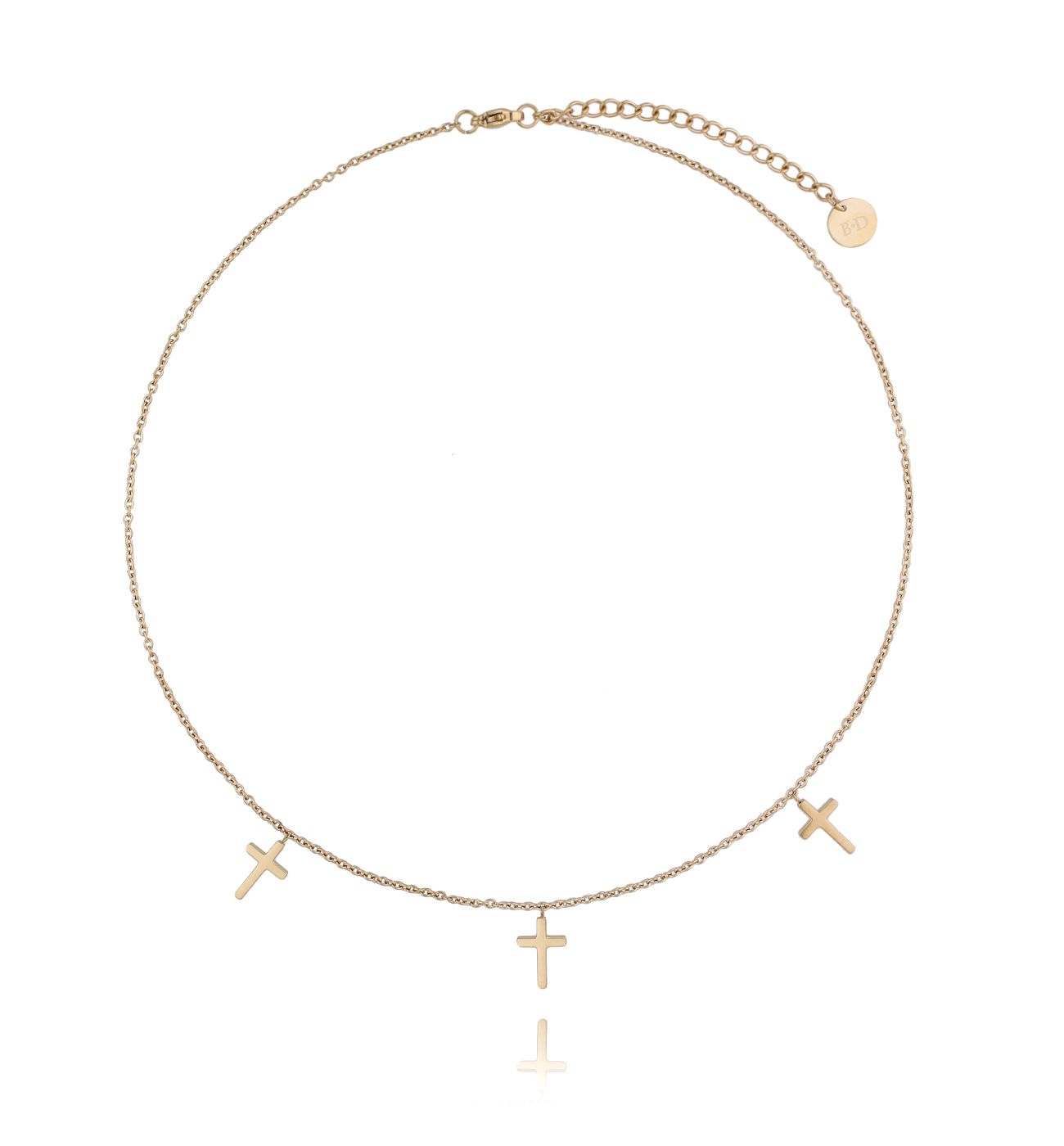 Naszyjnik złoty z krzyżykami ze stali szlachetnej - By Dziubeka