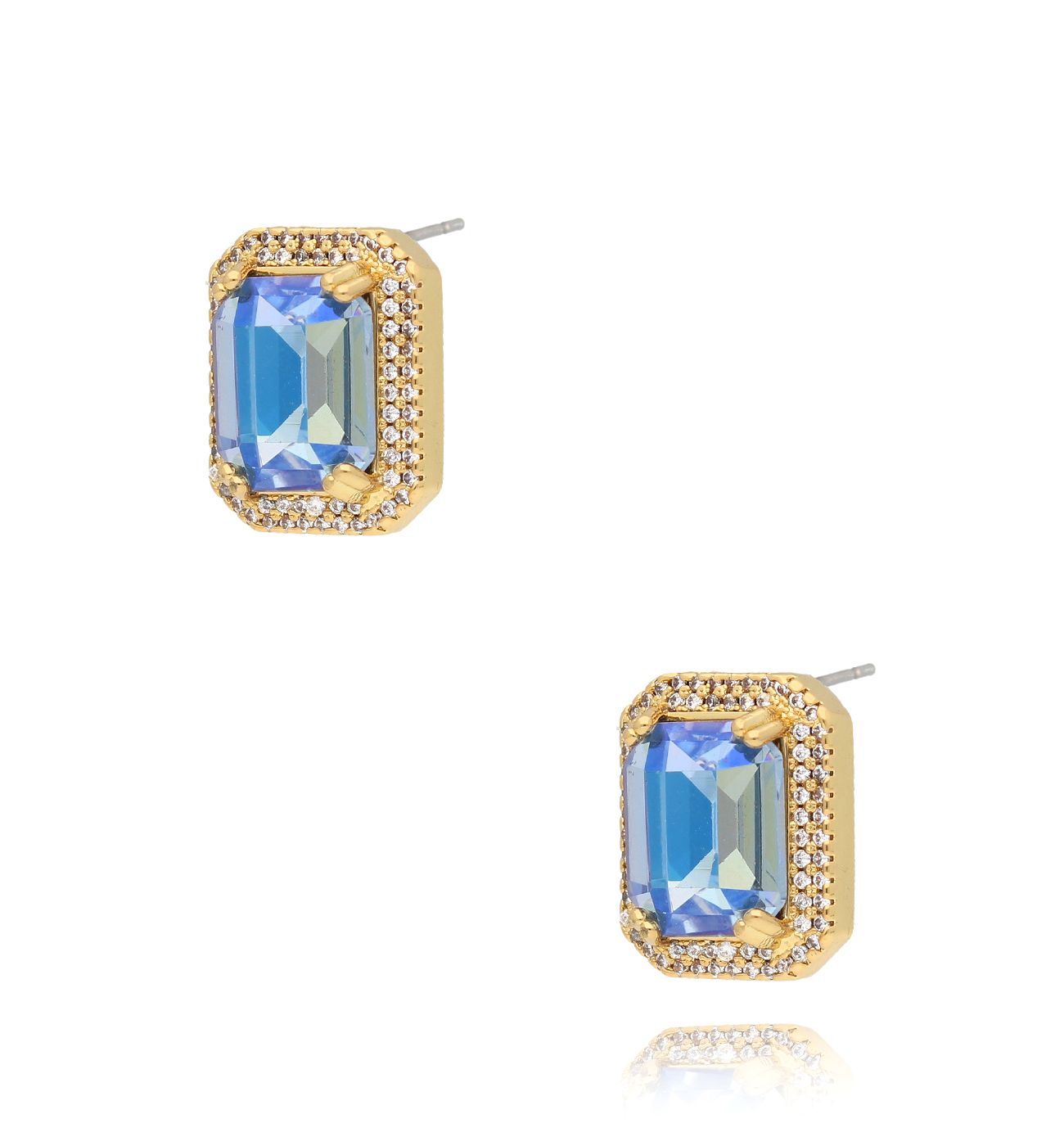 Kolczyki z niebieskimi kryształkami Majestic - By Dziubeka