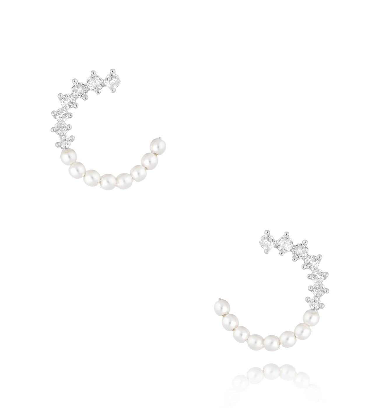 Kolczyki srebrne z kryształkami i perełkami Duo KSS1532