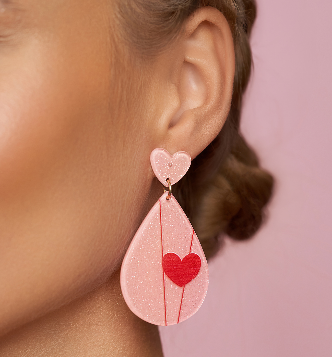 Kolczyki różowe z sercami Treat Yourself KZA0241 - By Dziubeka