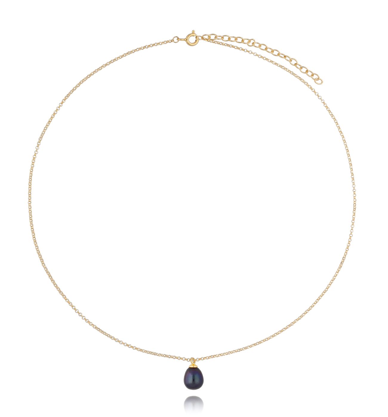 Naszyjnik pozłacany z ciemną perłą Lake NSE0098