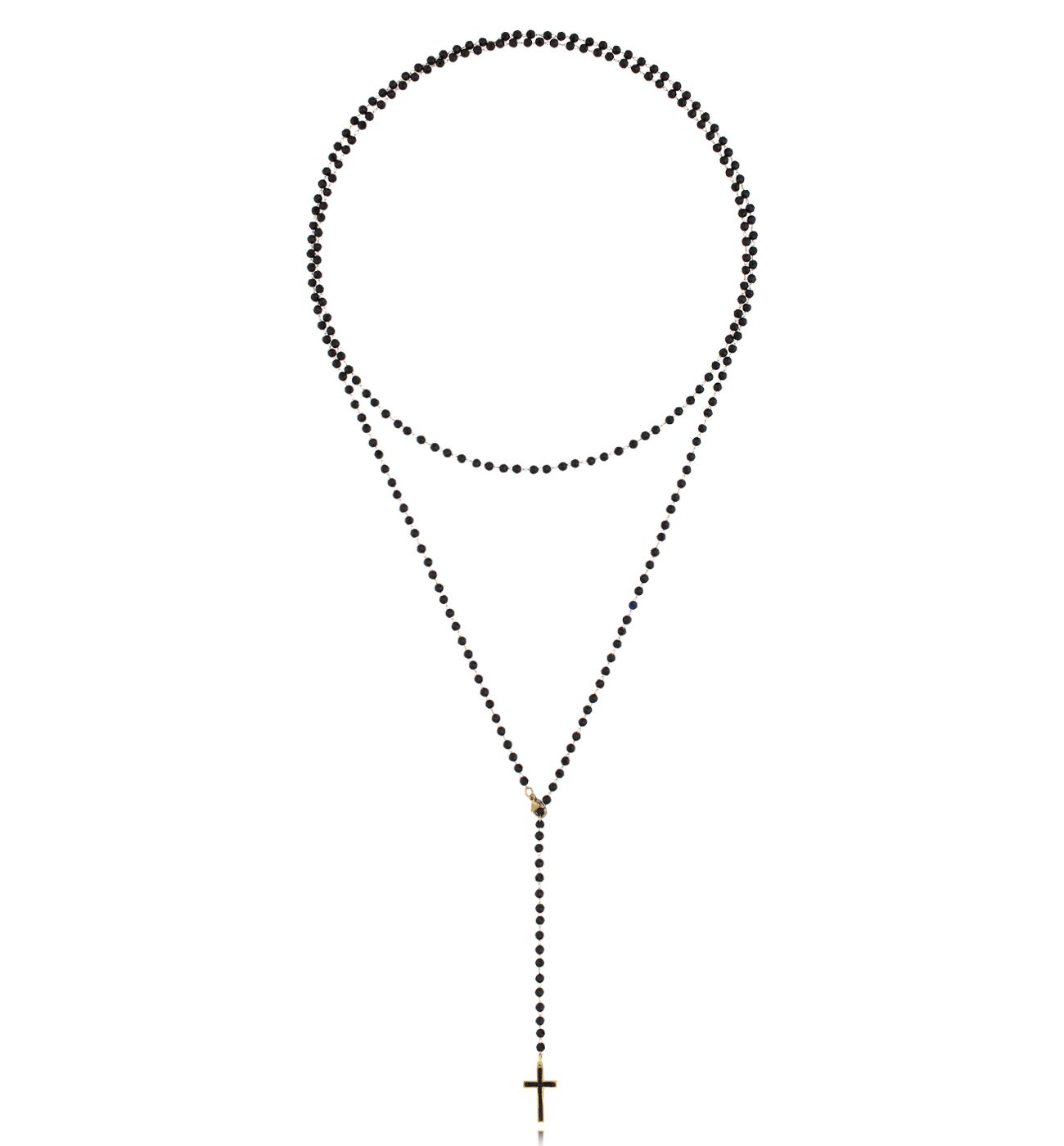 Naszyjnik z kryształkami czarny z krzyżykiem Cristalli - By Dziubeka
