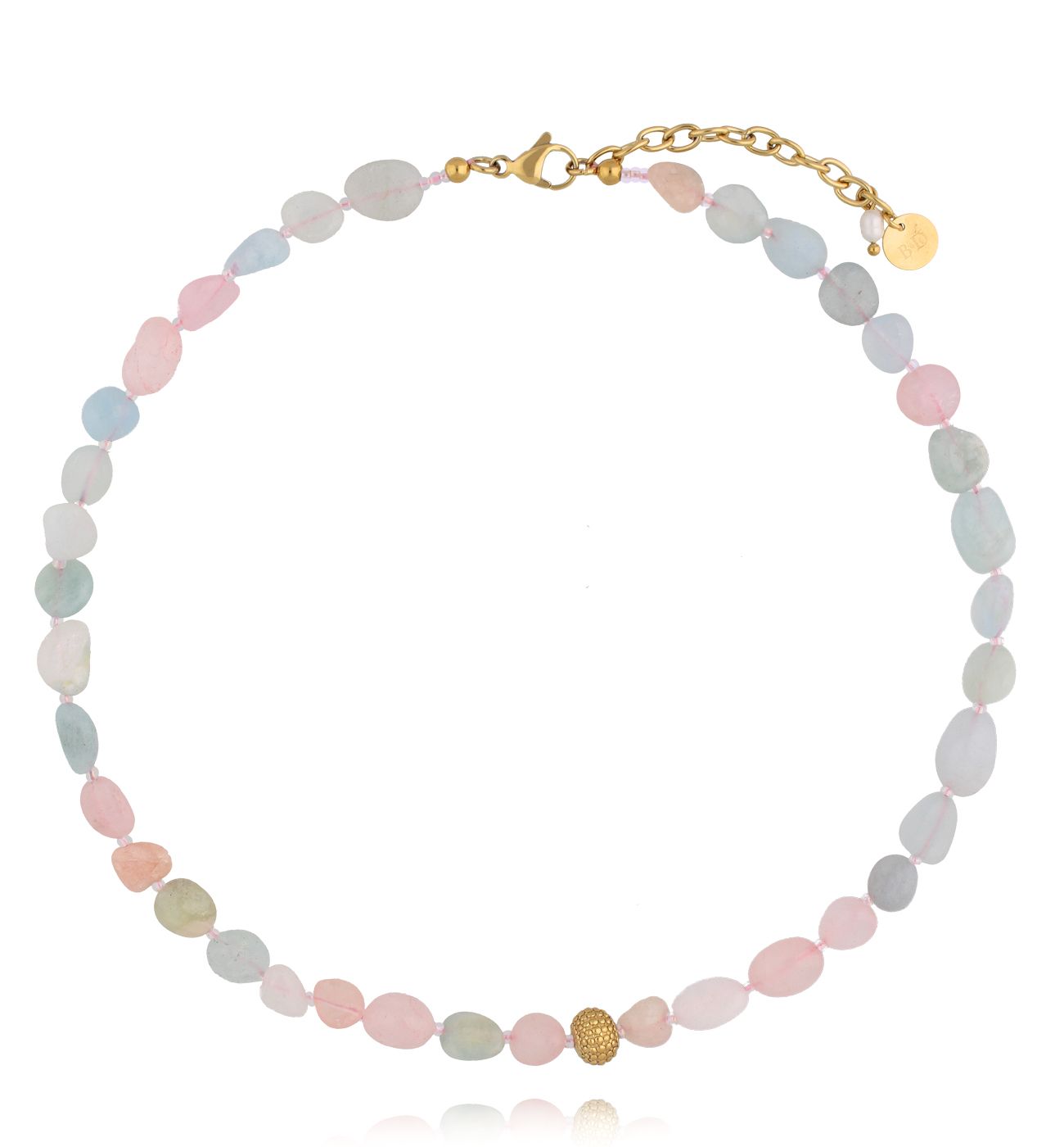 Naszyjnik z morganitów w odcieniach pastelowych - By Dziubeka