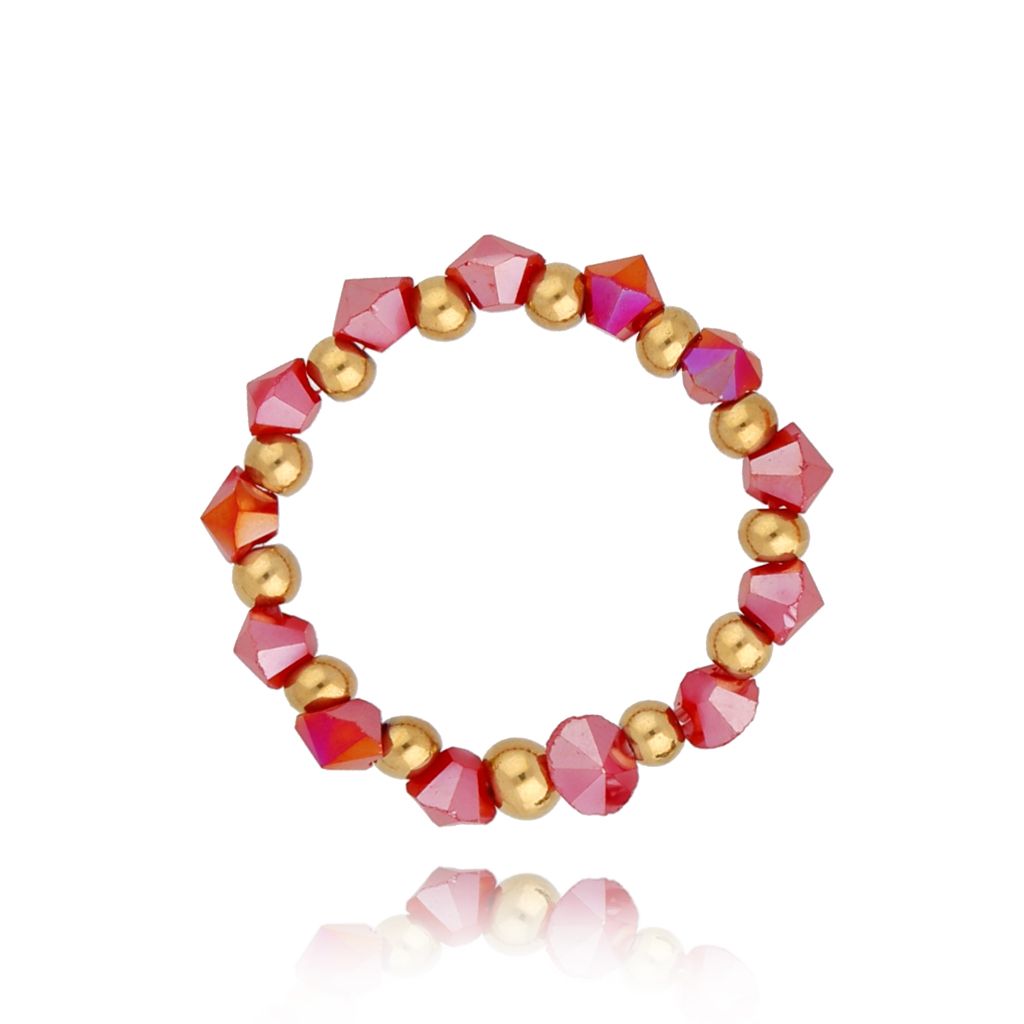 Pierścionek z bordowymi kryształkami Stunning PSC0385 - By Dziubeka