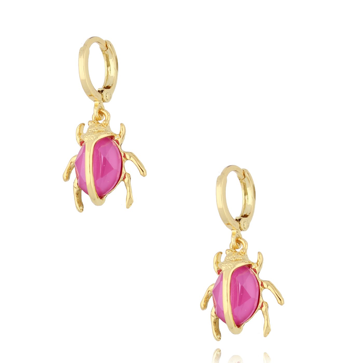 Kolczyki fuksjowe z żukiem Siyo 8 - By Dziubeka