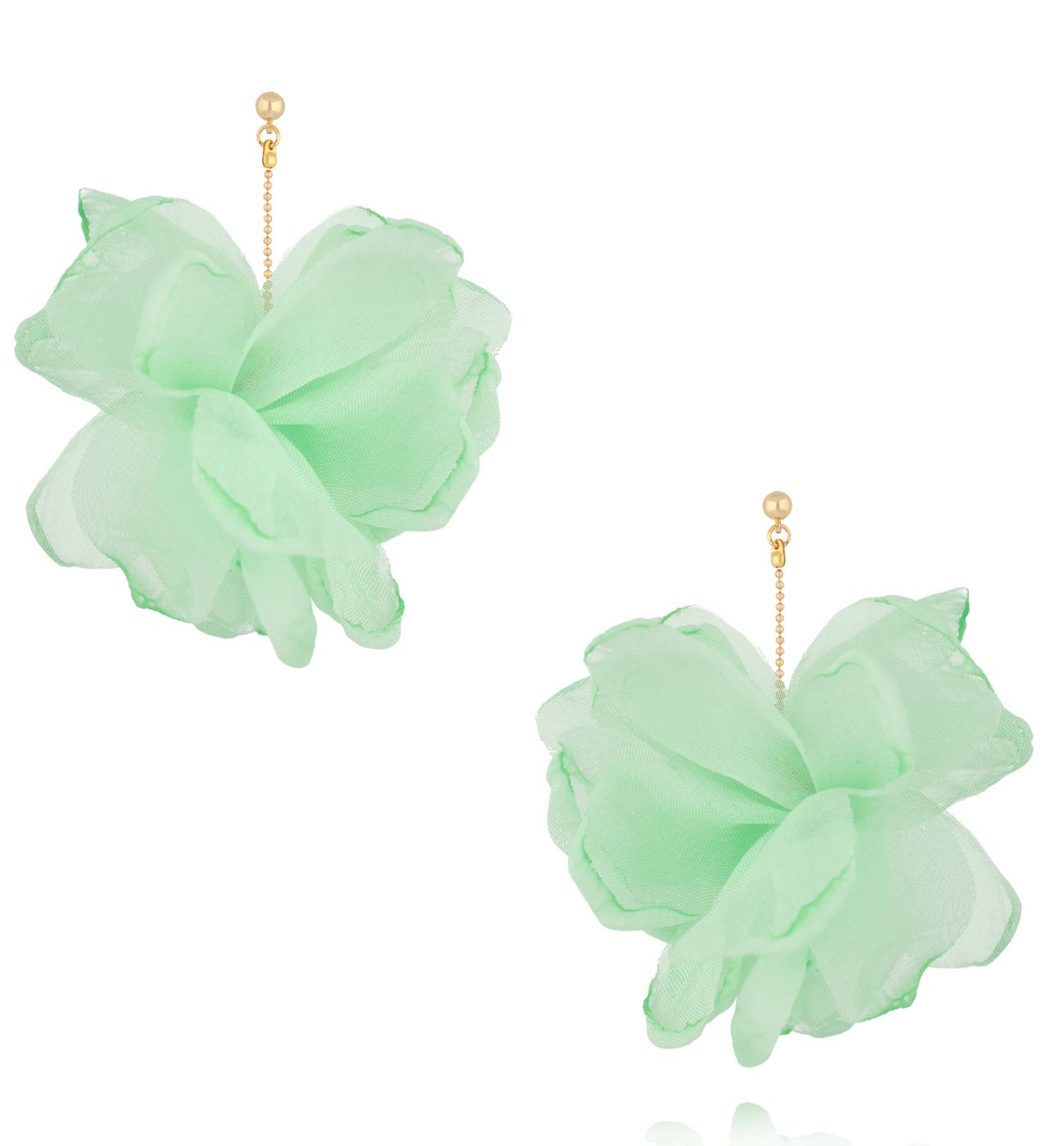 Kolczyki miętowe z tkaniną - By Dziubeka