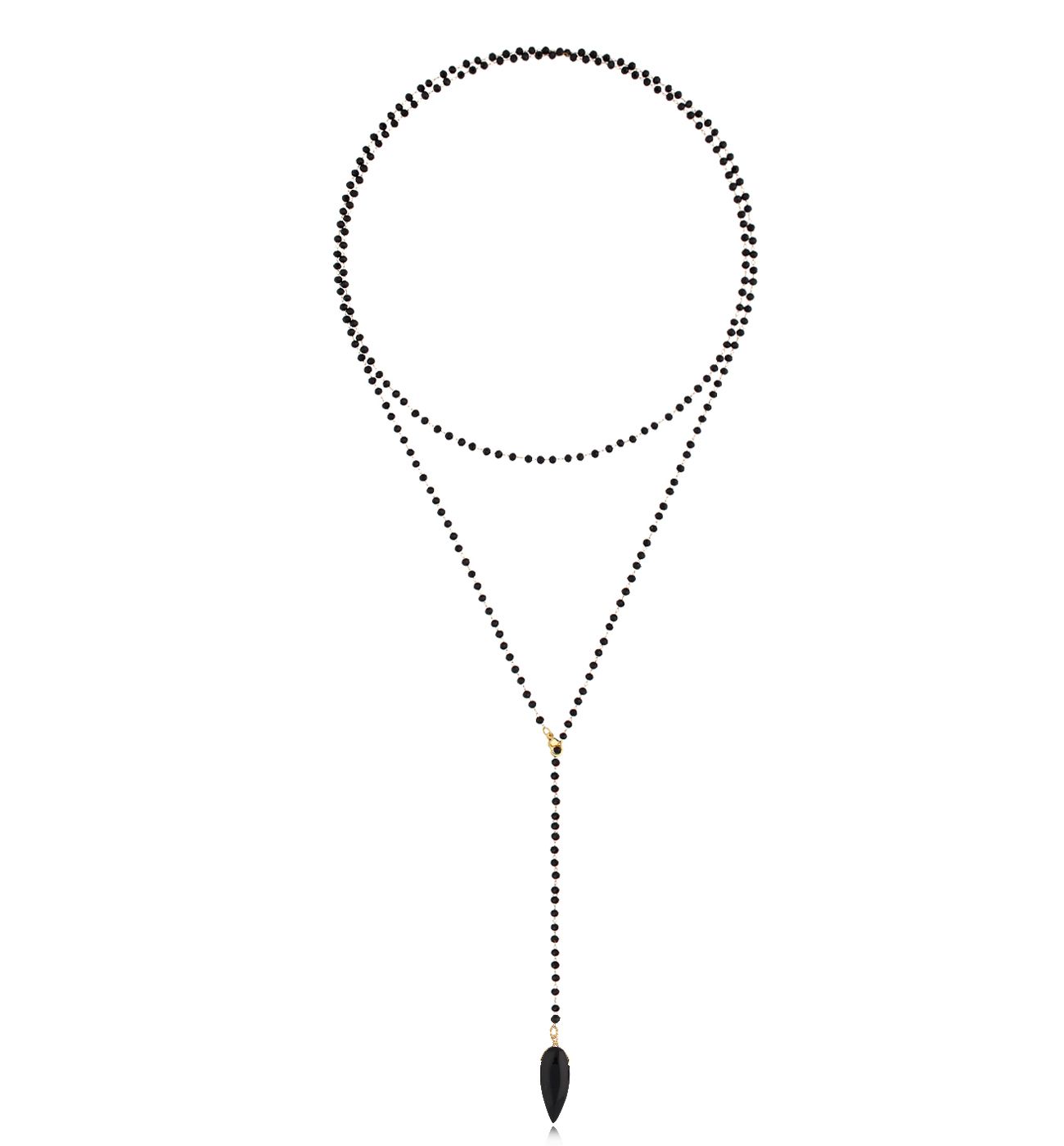 Naszyjnik z czarnymi kryształkami i obsydianem Cristalli - By Dziubeka