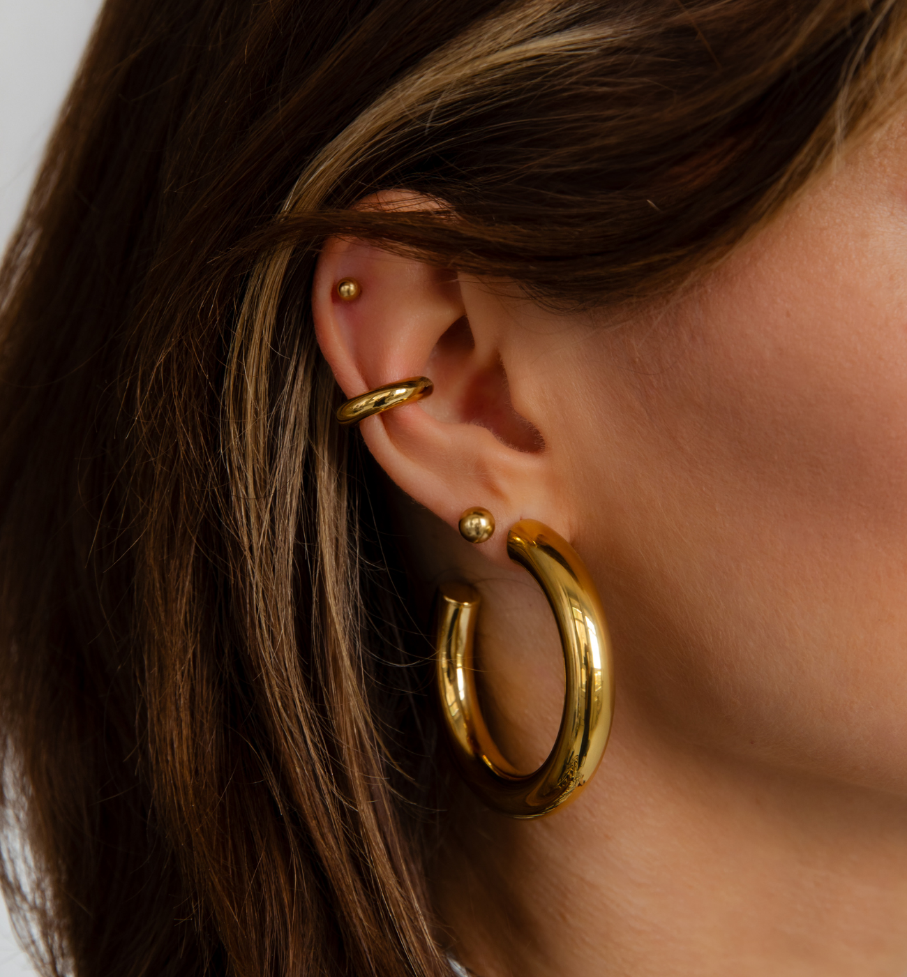 Kolczyki złote dmuchane okrągłe Soufflé - By Dziubeka