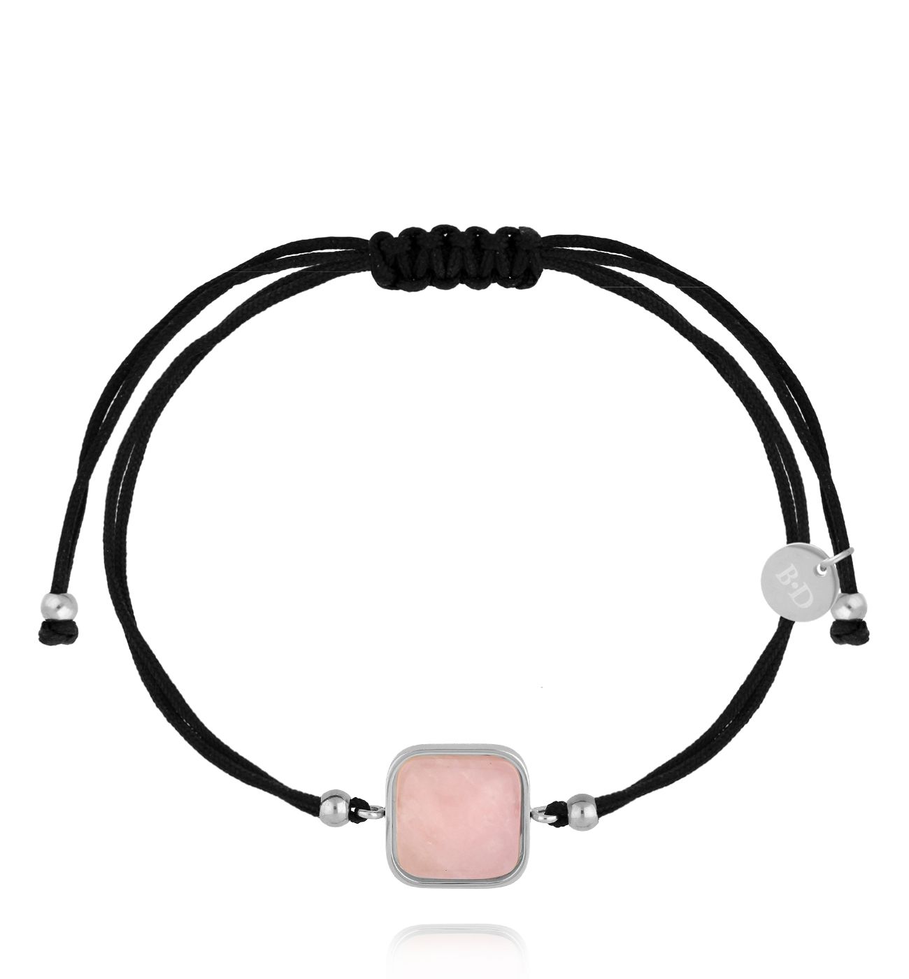 Bransoletka z czarnym sznurkiem i kwarcem różowym BGL1052