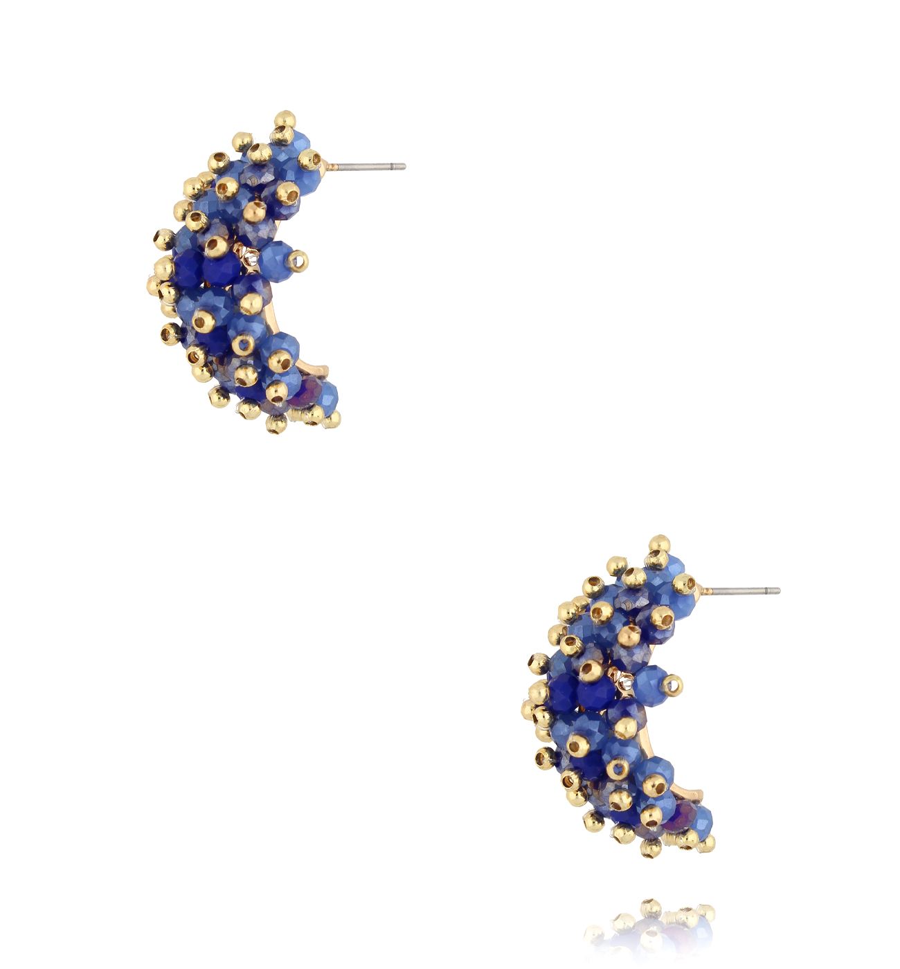 Kolczyki z granatowymi kryształkami KWE0156 - By Dziubeka