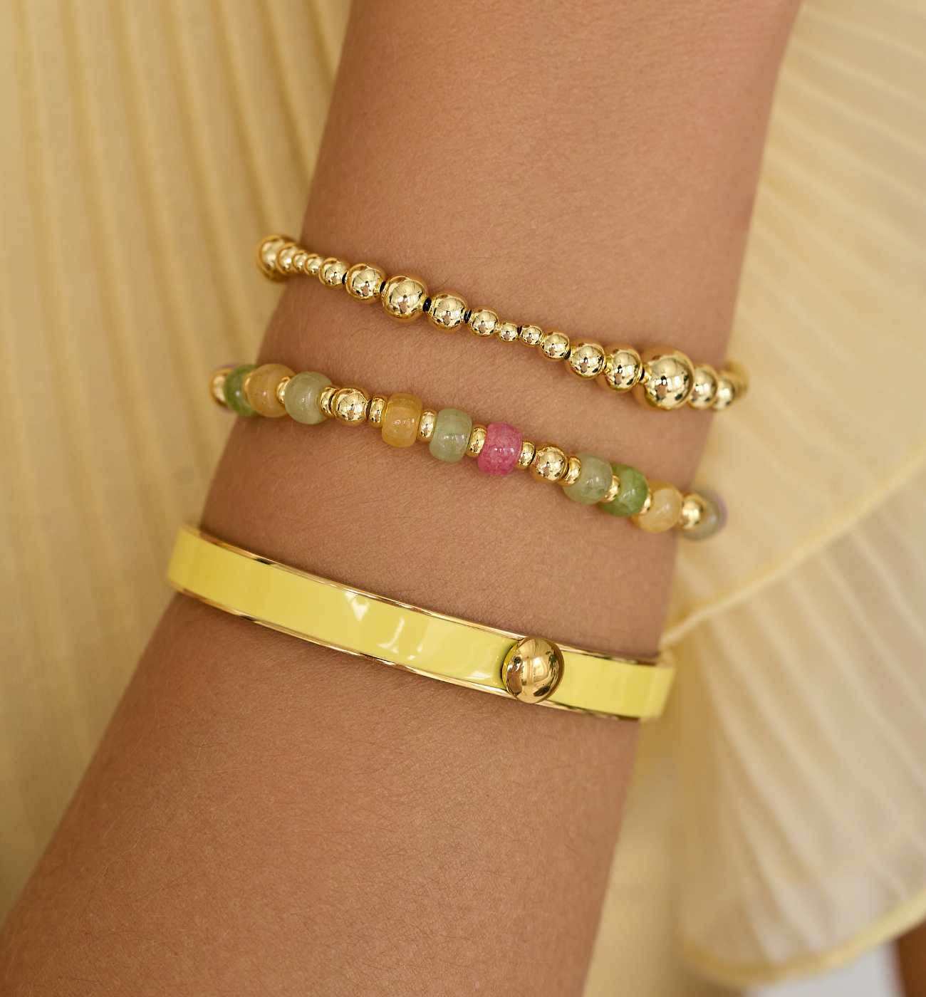 Zestaw żółtych i złotych bransoletek Z0476 - By Dziubeka