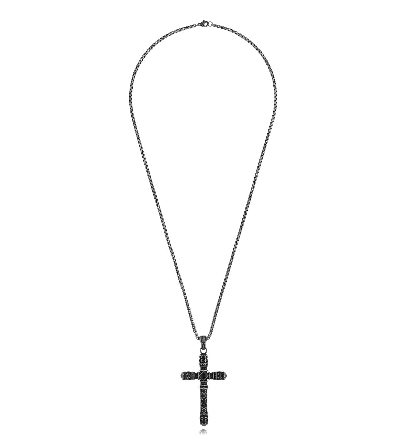 Naszyjnik czarny z dużym krzyżem Koa - By Dziubeka