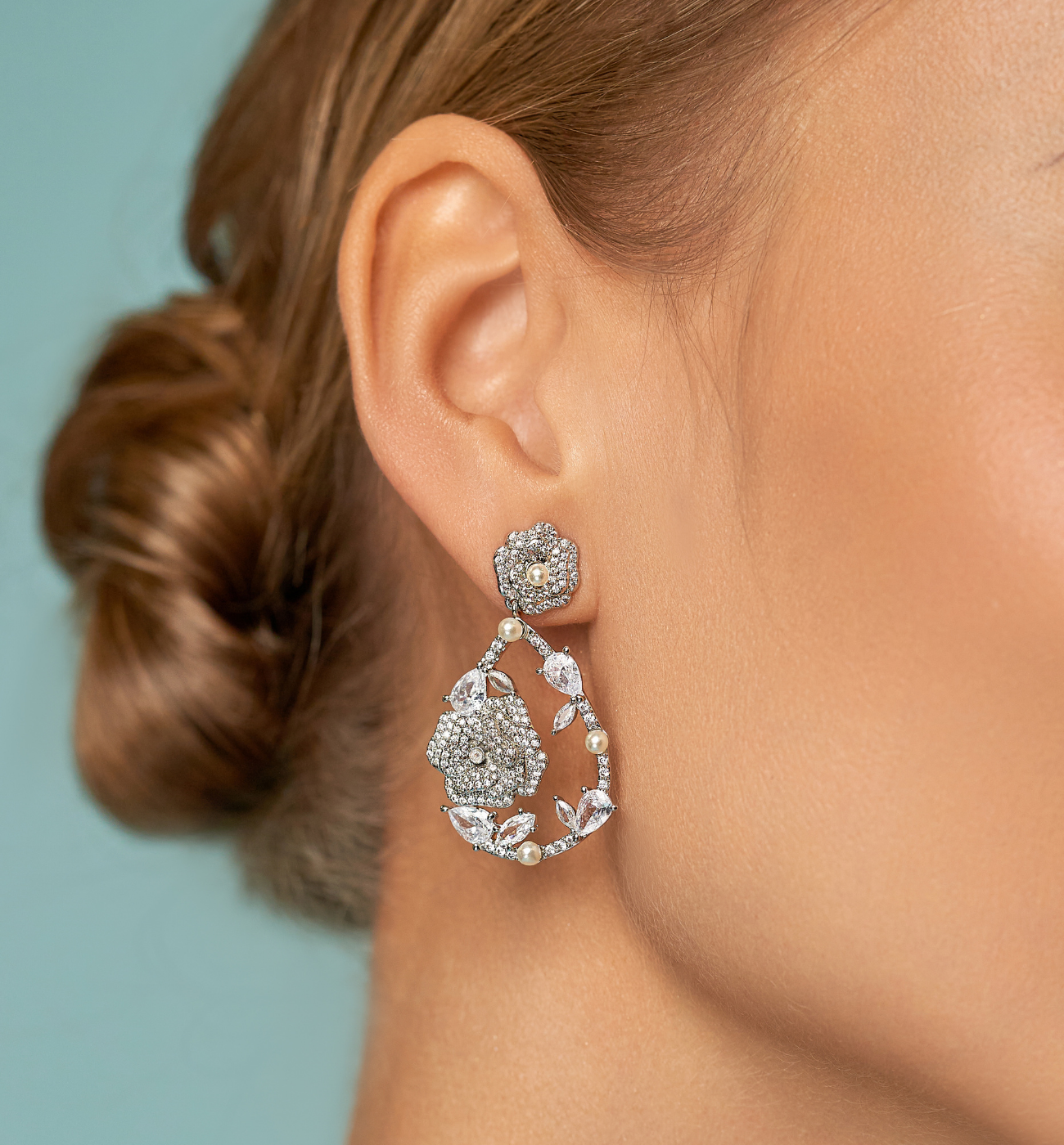 Kolczyki srebrne z różą Chunhua - By Dziubeka