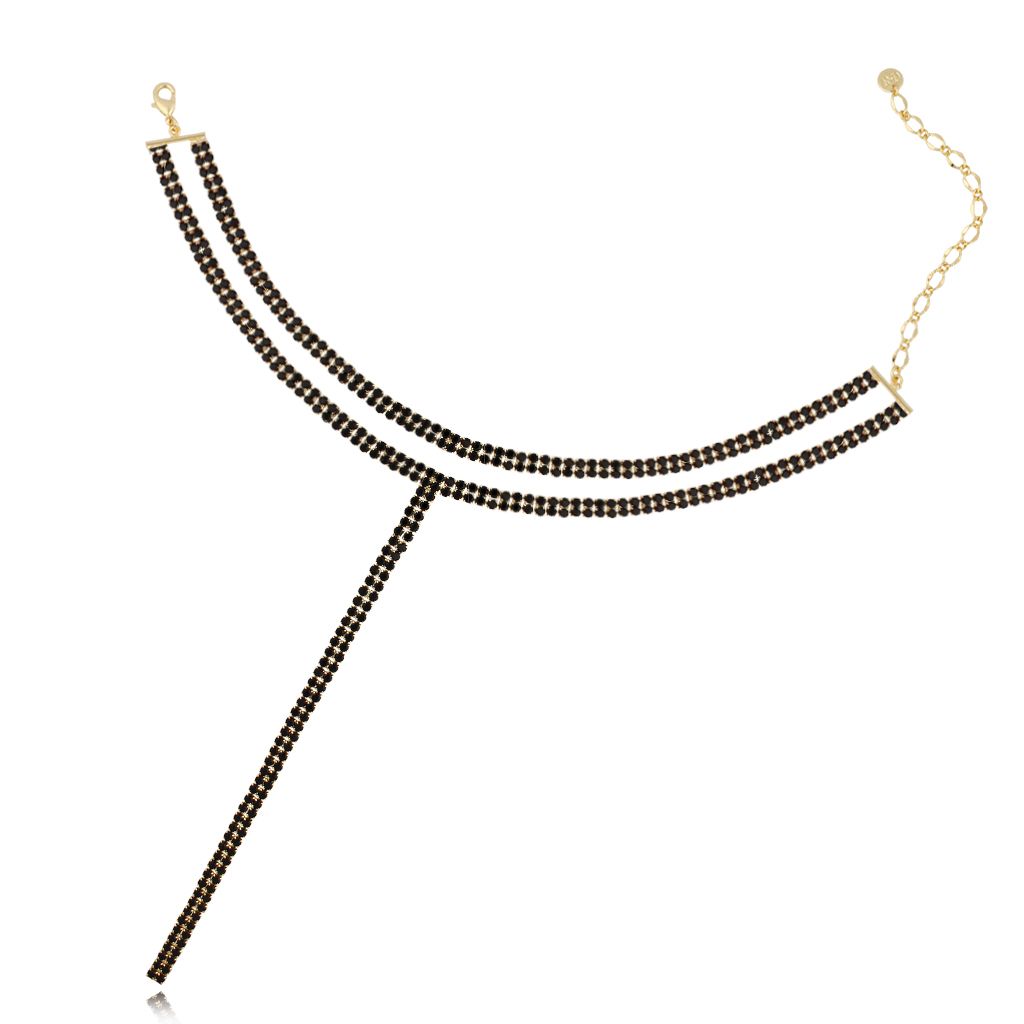 Naszyjnik czarny z kryształkami Mica - By Dziubeka