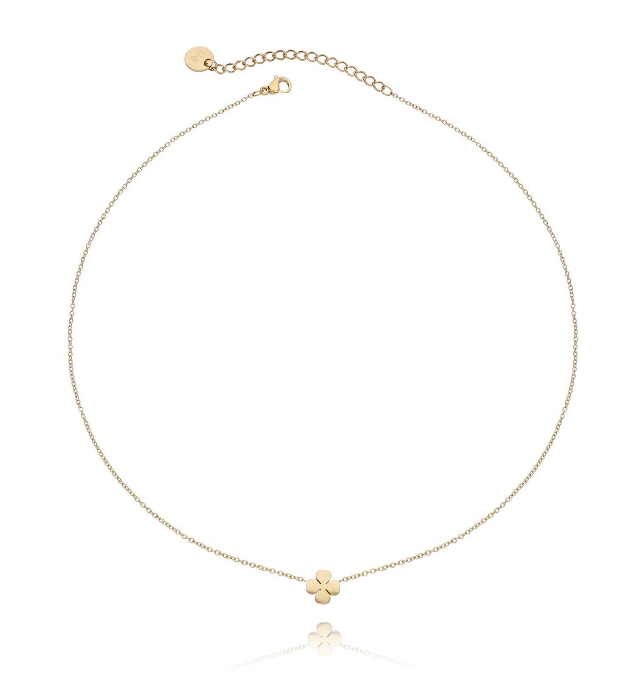 Naszyjnik złoty ze stali szlachetnej z koniczynką - By Dziubeka