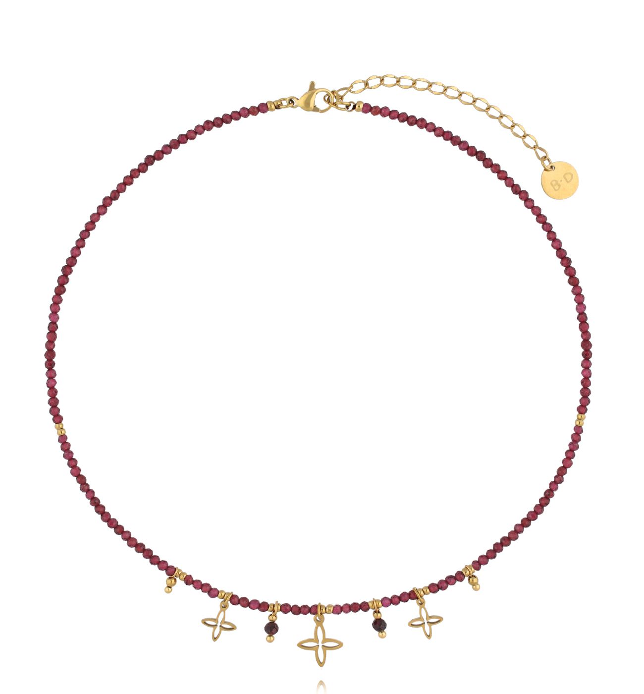 Naszyjnik z granatami i koniczynkami - By Dziubeka