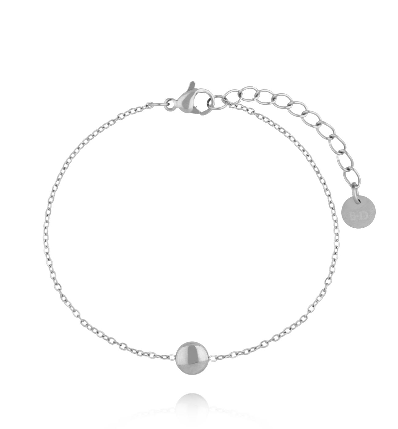 Bransoletka z okrągłym elementem srebrna - By Dziubeka