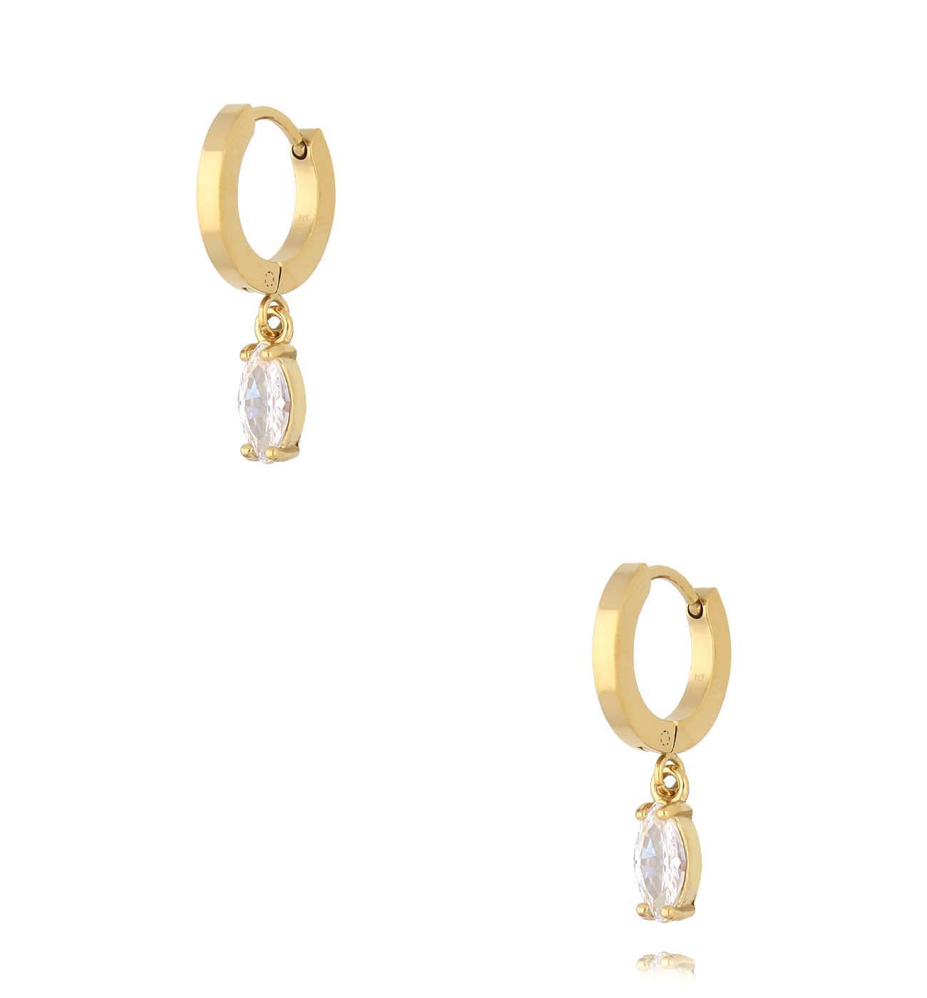 Kolczyki okrągłe z kryształkiem złote - By Dziubeka