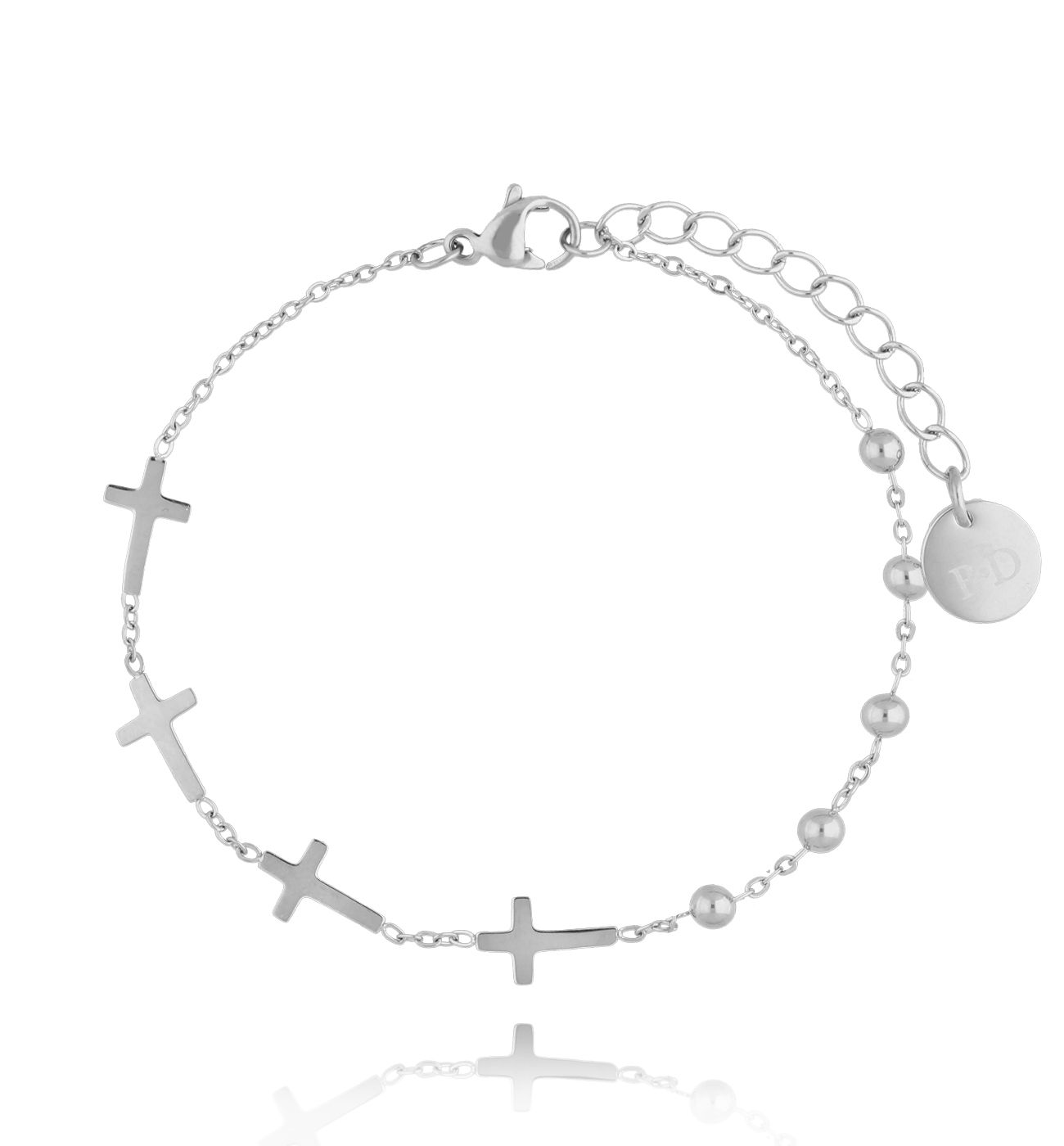Bransoletka srebrna z krzyżykami i kuleczkami Mipira - By Dziubeka