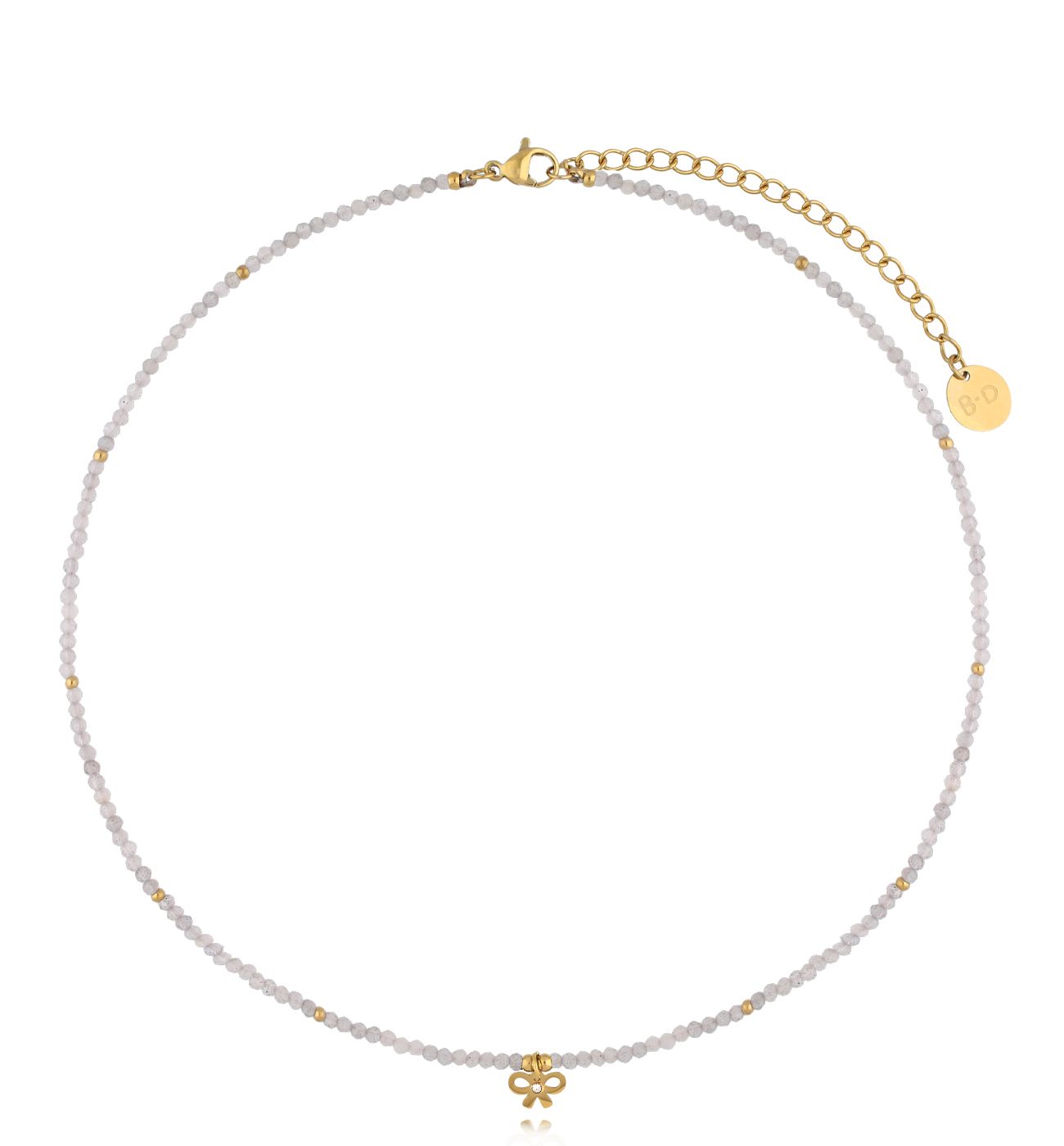 Naszyjnik z labradorytami i kokardką - By Dziubeka